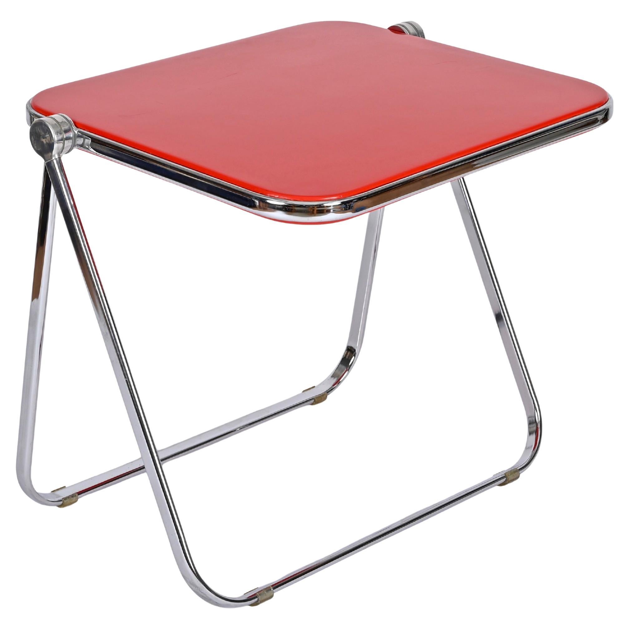 Midcentury Giancarlo Piretti Red "Platone" Folding Desk for Castelli, 1970s