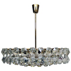 Midcentury Gilded Leaded Crystal Chandelier from Bakalowits & Söhne, 1960s