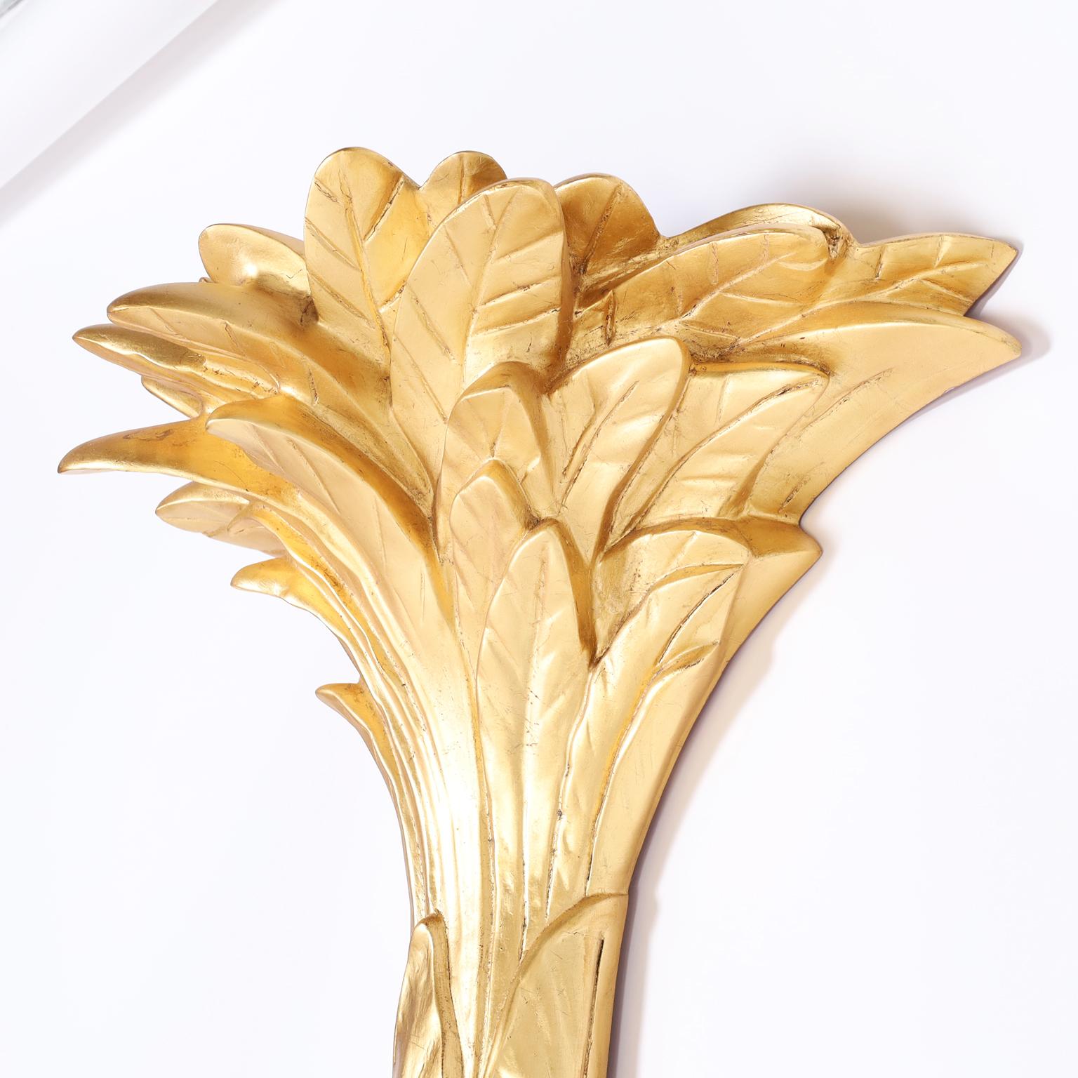 American Midcentury Gilded Palm Tree Wall Torchiere