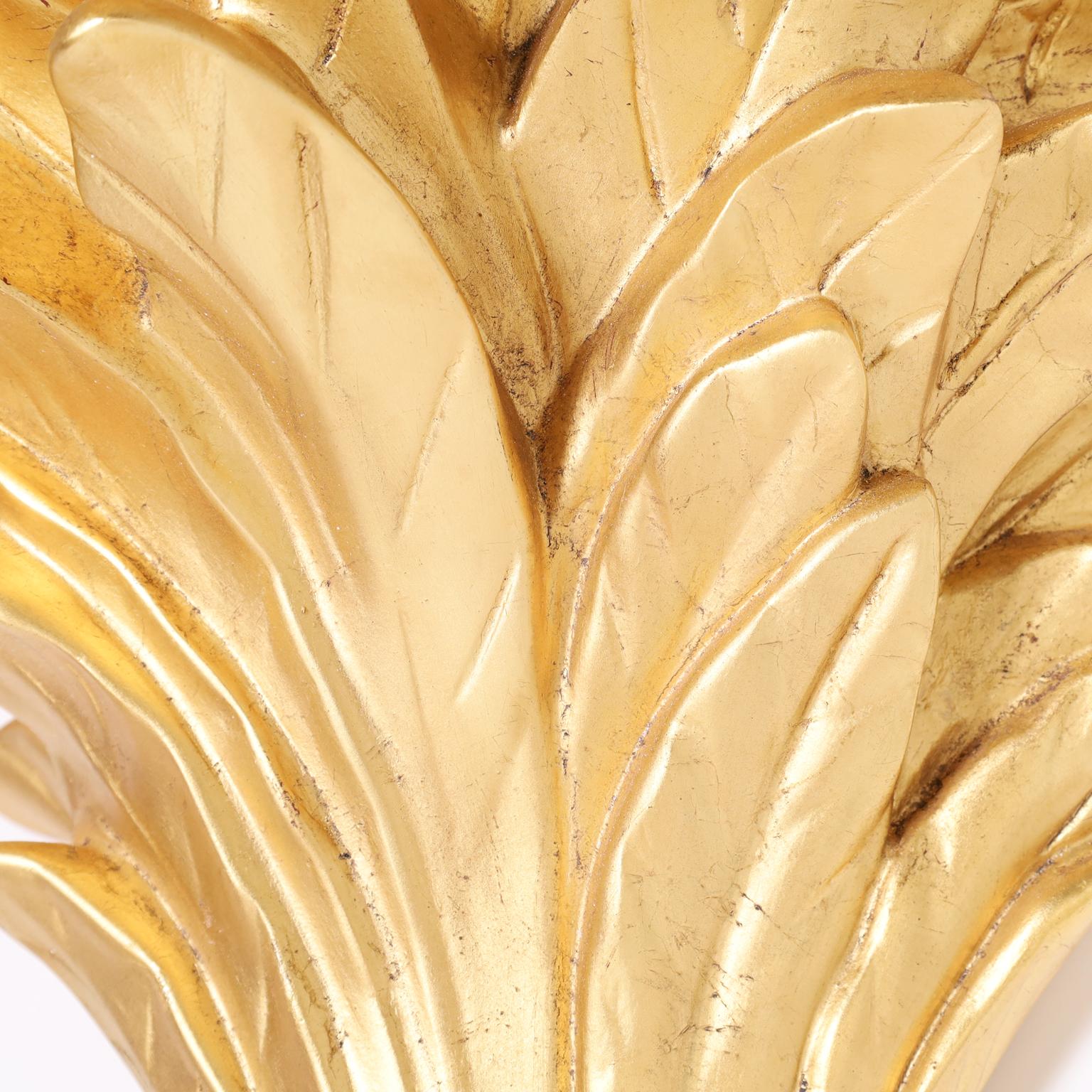 Midcentury Gilded Palm Tree Wall Torchiere In Good Condition In Palm Beach, FL