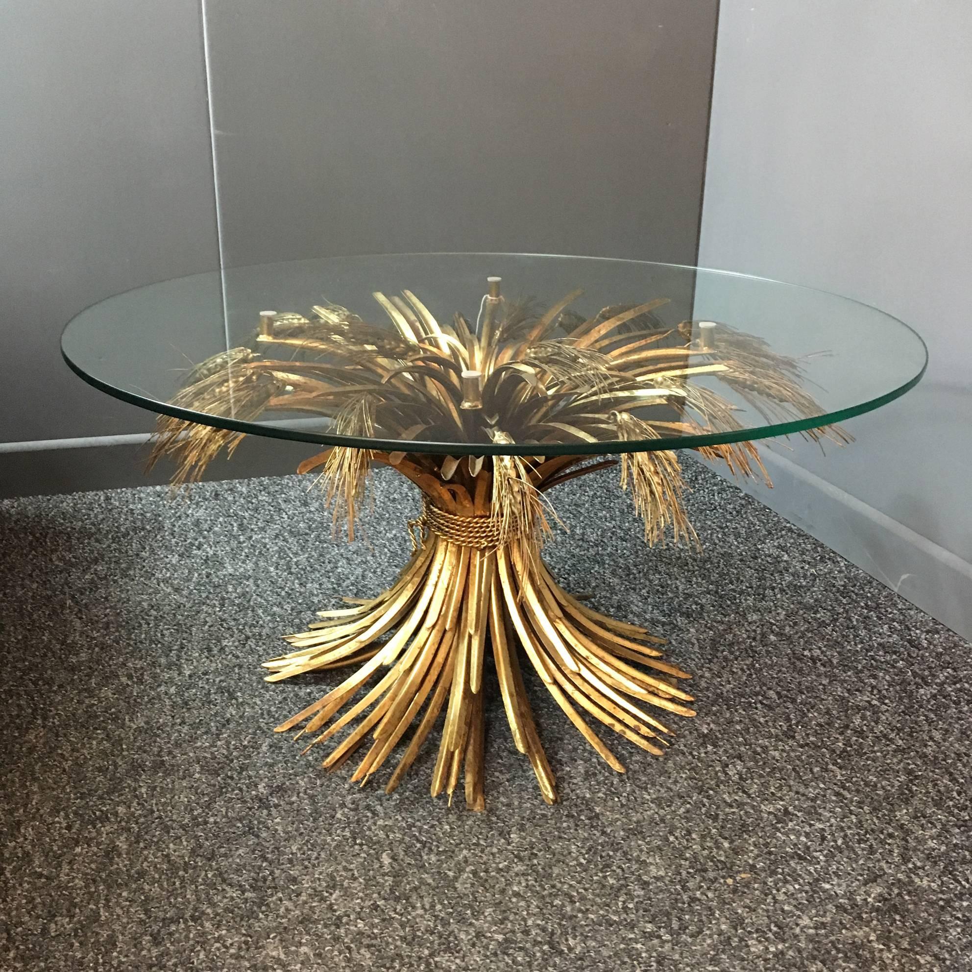 Midcentury gilt brass wheat sheaf table

Stunning example of a wheat sheaf table,

circa 1950s-1970s.

Italian or French origin.

Large size and very thick leaf and stem base

The wheat sheaf heads are large and thick

The stems and