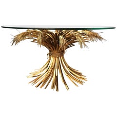 Midcentury Gilt Brass Wheat Sheaf Table