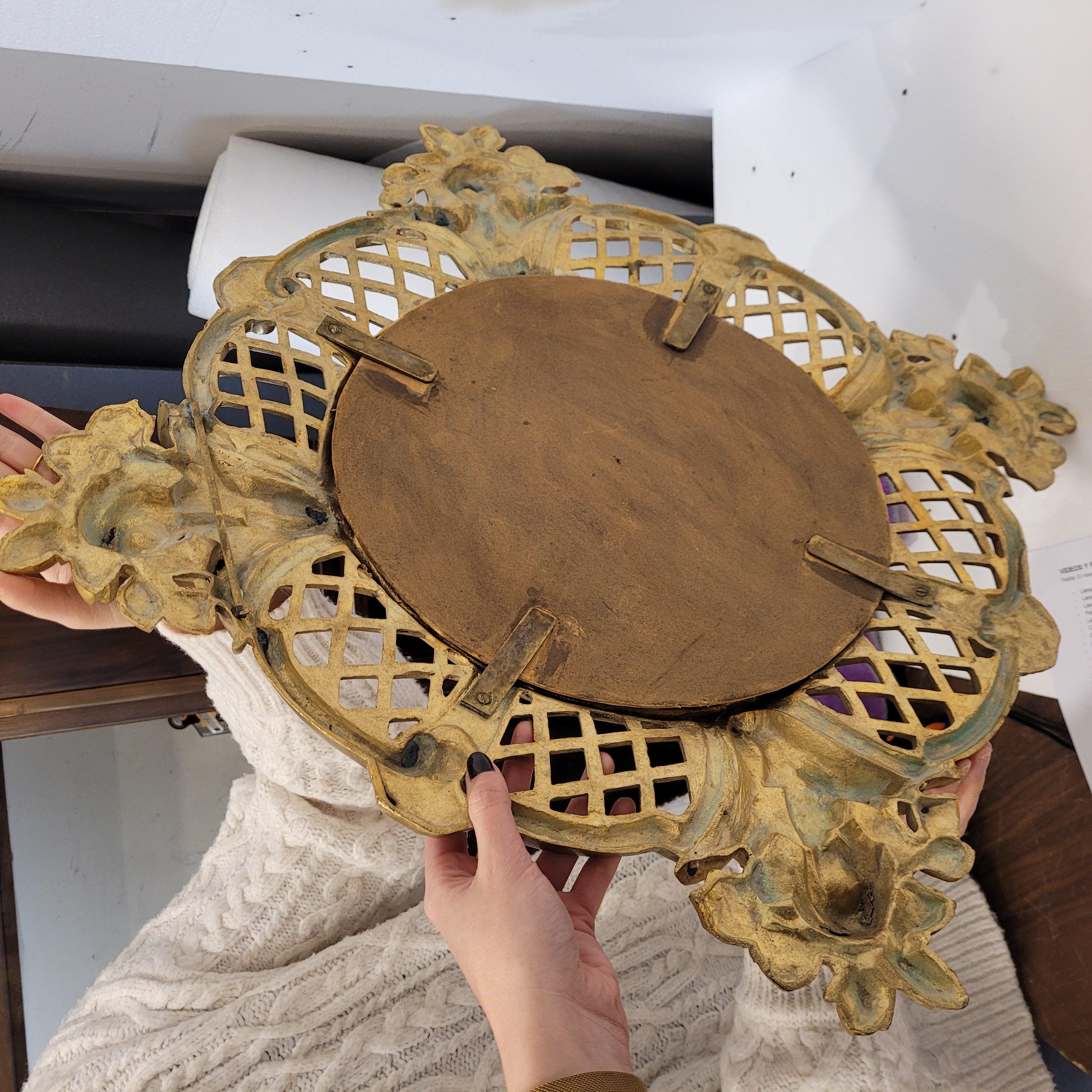 Midcentury gilt bronze convex mirror “Witch mirror” France For Sale 9