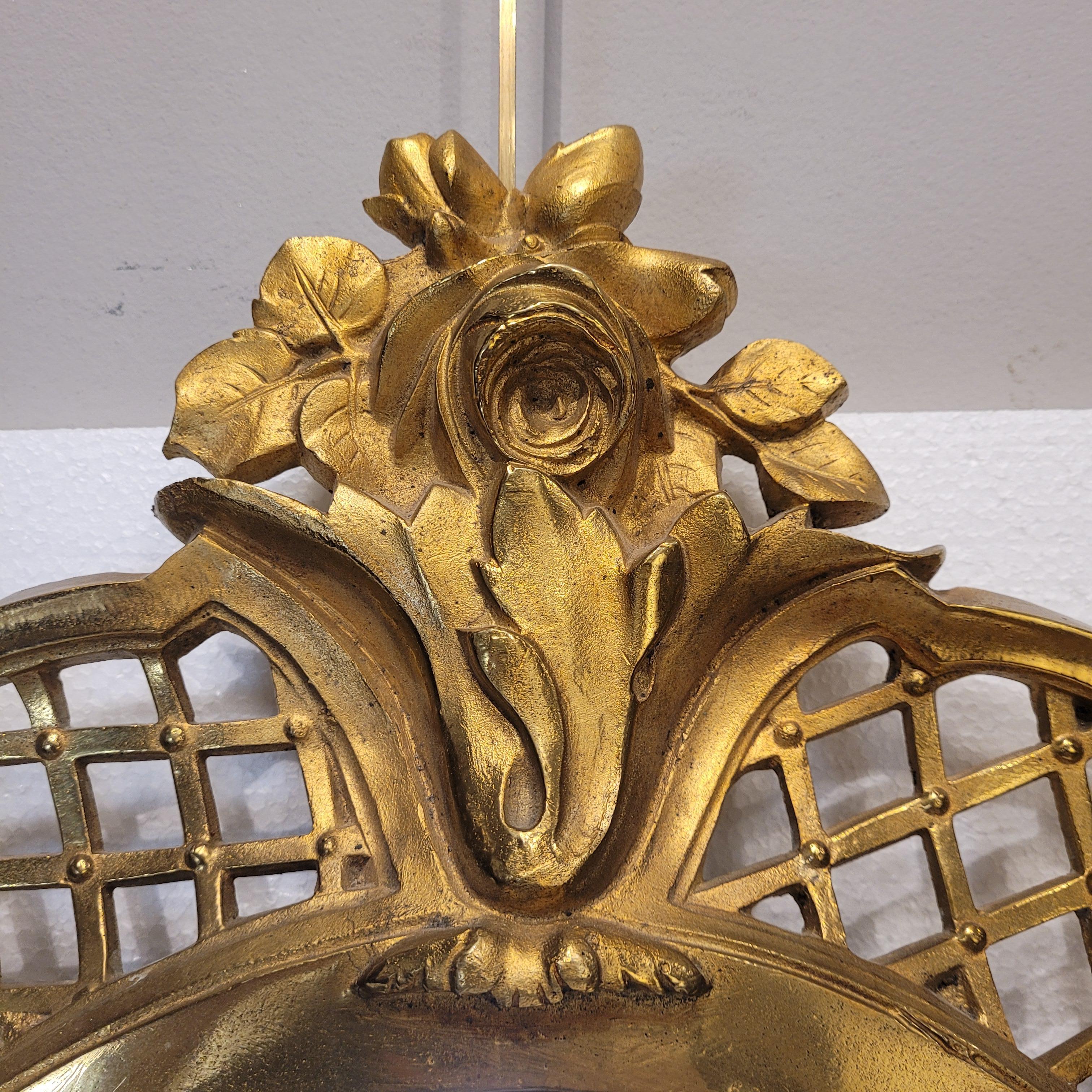 Midcentury gilt bronze convex mirror “Witch mirror” France For Sale 11