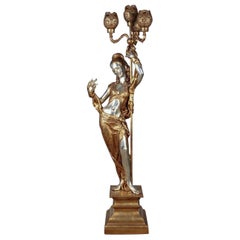 Midcentury Gilt Classical Maiden Floor Lamp ARP 1972 Regency Sculpture CLEARANCE