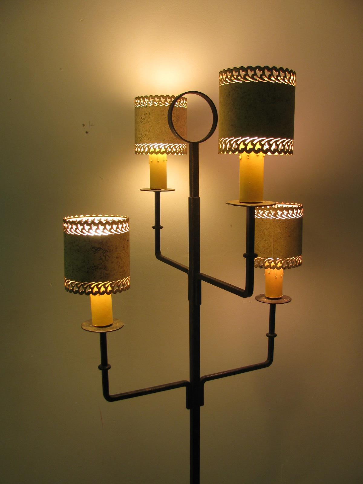 Modern Midcentury Gilt Iron Floor Lamp by Tommy Parzinger