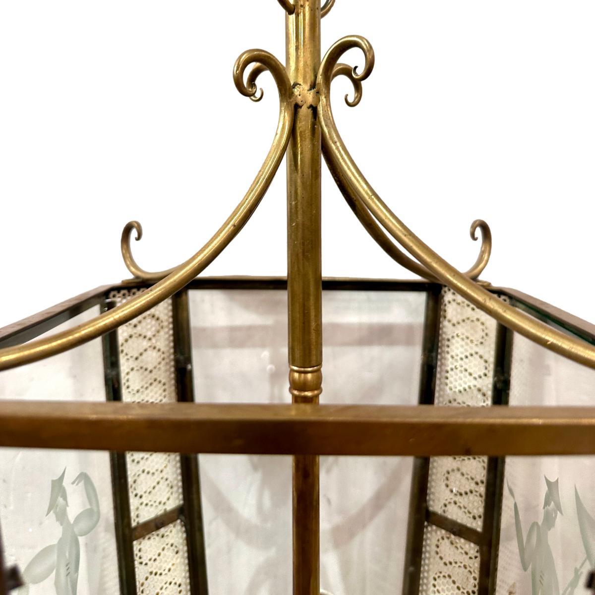 Midcentury Gilt Lantern In Good Condition For Sale In New York, NY