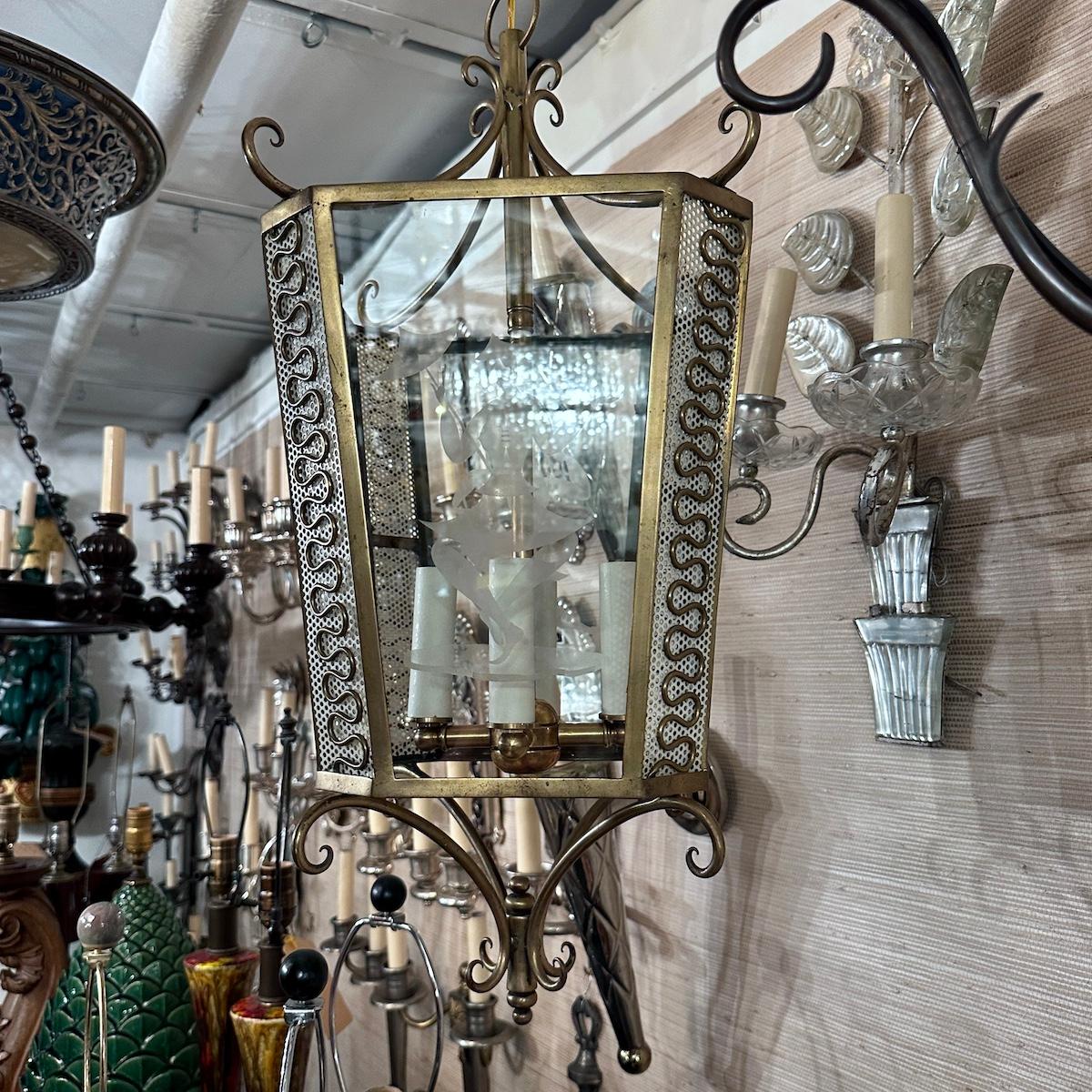 Mid-20th Century Midcentury Gilt Lantern For Sale