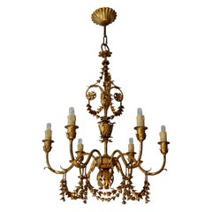 Lustre en métal doré du milieu du siècle en forme de feuille de palmier
