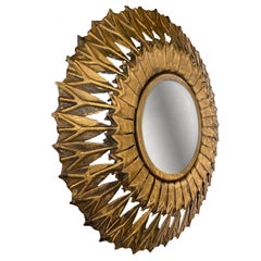 Midcentury Gilt Metal Sunburst Mirror