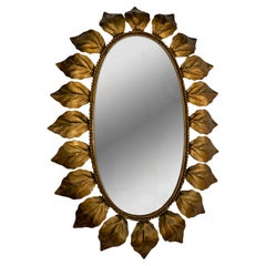 Used Midcentury Gilt Metal Sunburst Mirror