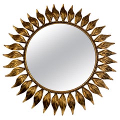 Midcentury Gilt Metal Sunburst Mirror