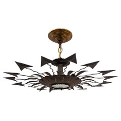 Midcentury Gilt Sunburst Light Fixture