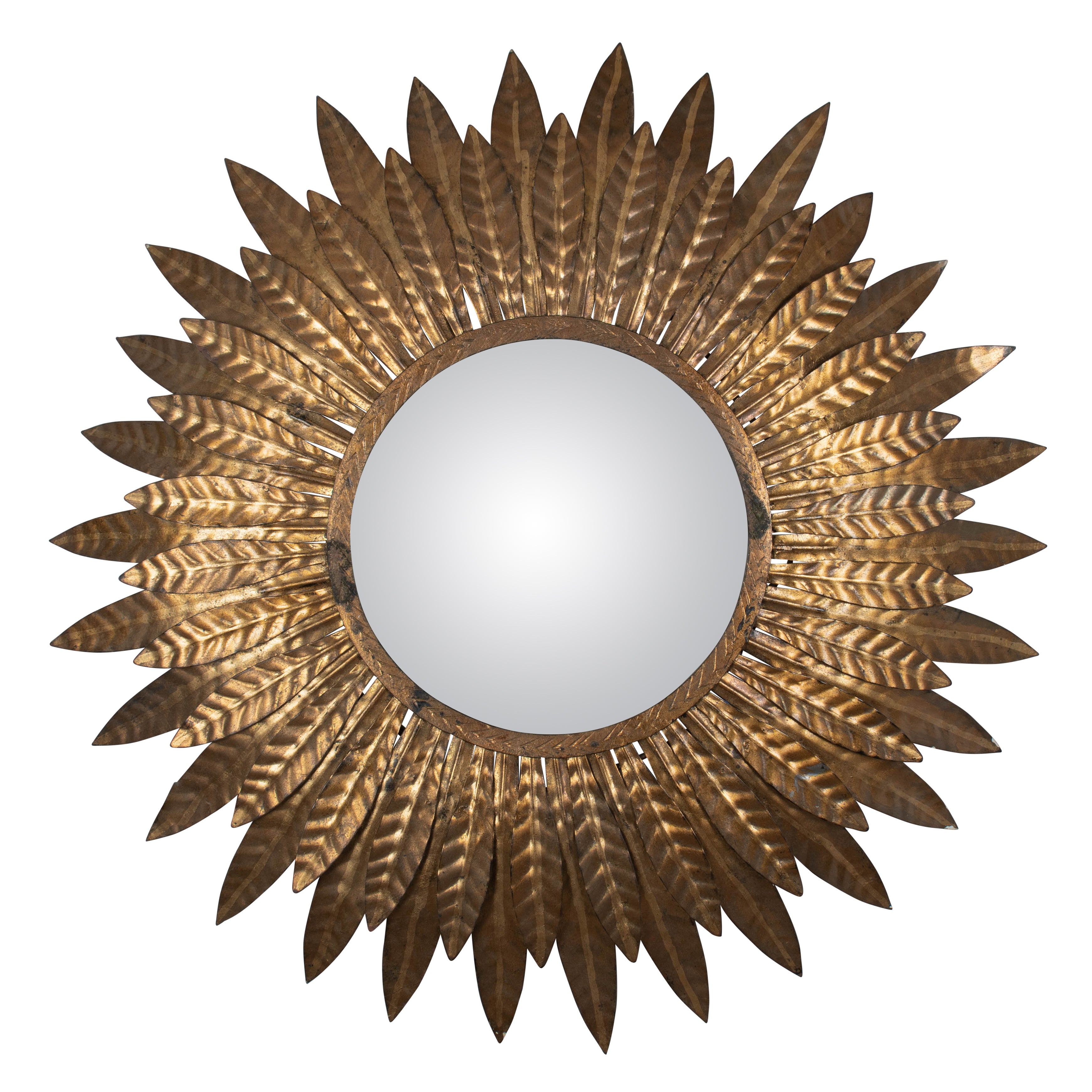 Midcentury Gilt Tôle Sunburst Ceiling Light or Wall Sconce For Sale