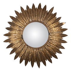 Midcentury Gilt Tôle Sunburst Ceiling Light or Wall Sconce