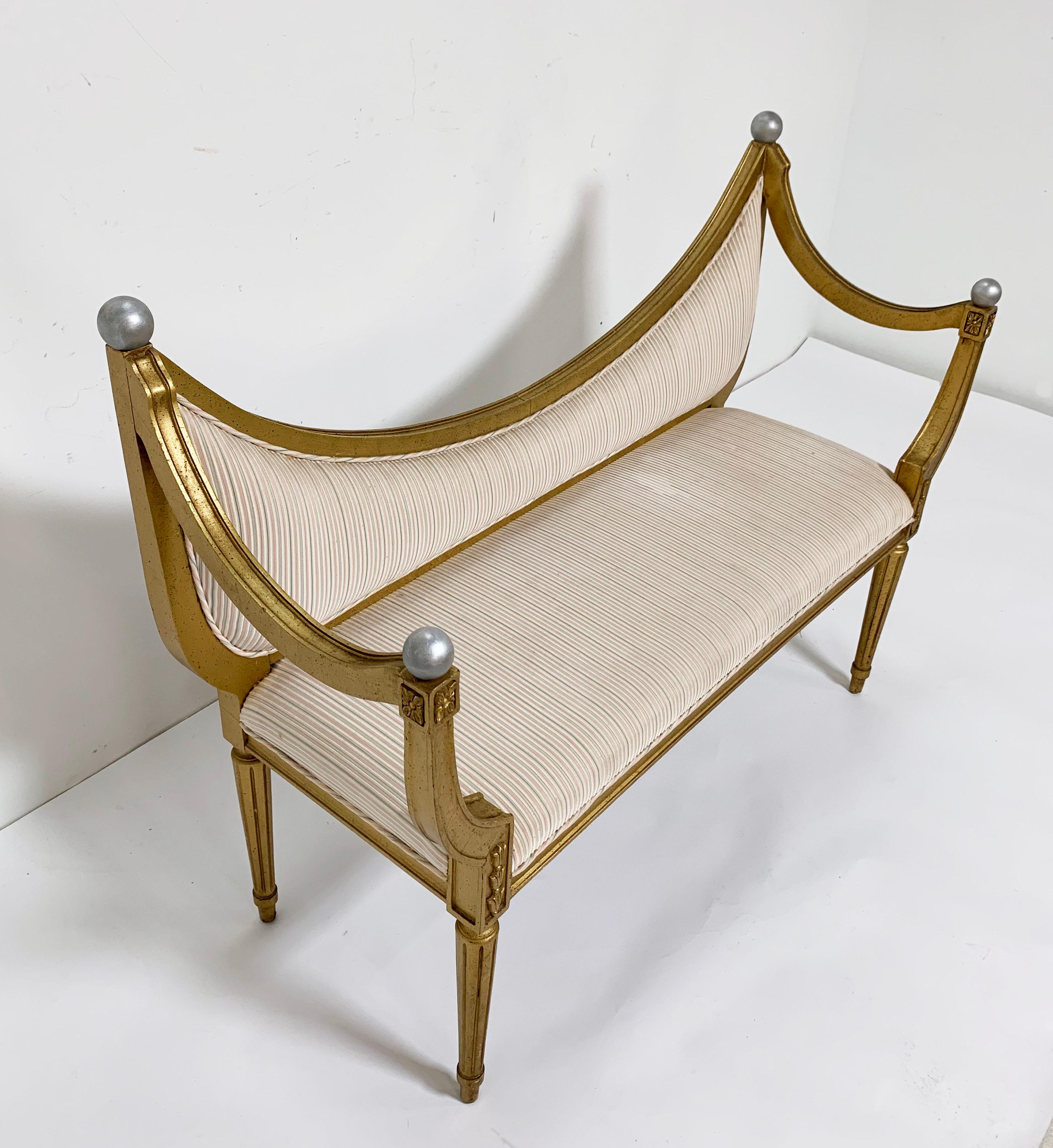 Mid-20th Century Midcentury Giltwood Settee Bench in the Neoclassical Style, circa 1960s
