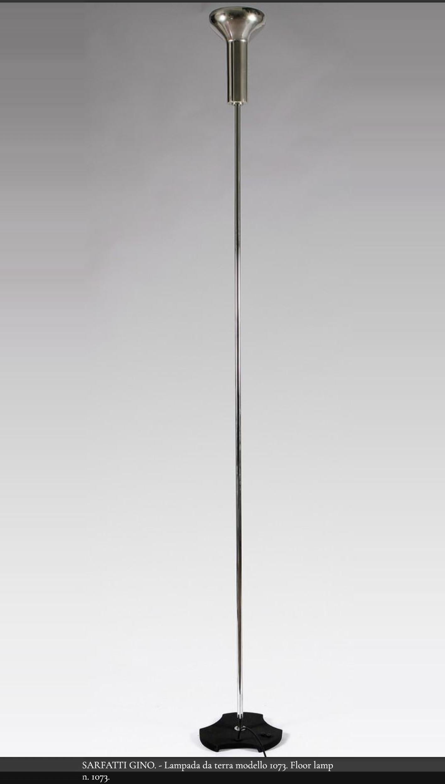 Midcentury Gino Sarfatti Aluminum Chrome Italian 1073 Floor Lamp, Arteluce 1950s 14