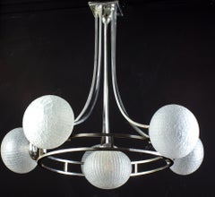 Midcentury Chrome Murano Glass Chandelier, Attr. to Gino Sarfati, 1960