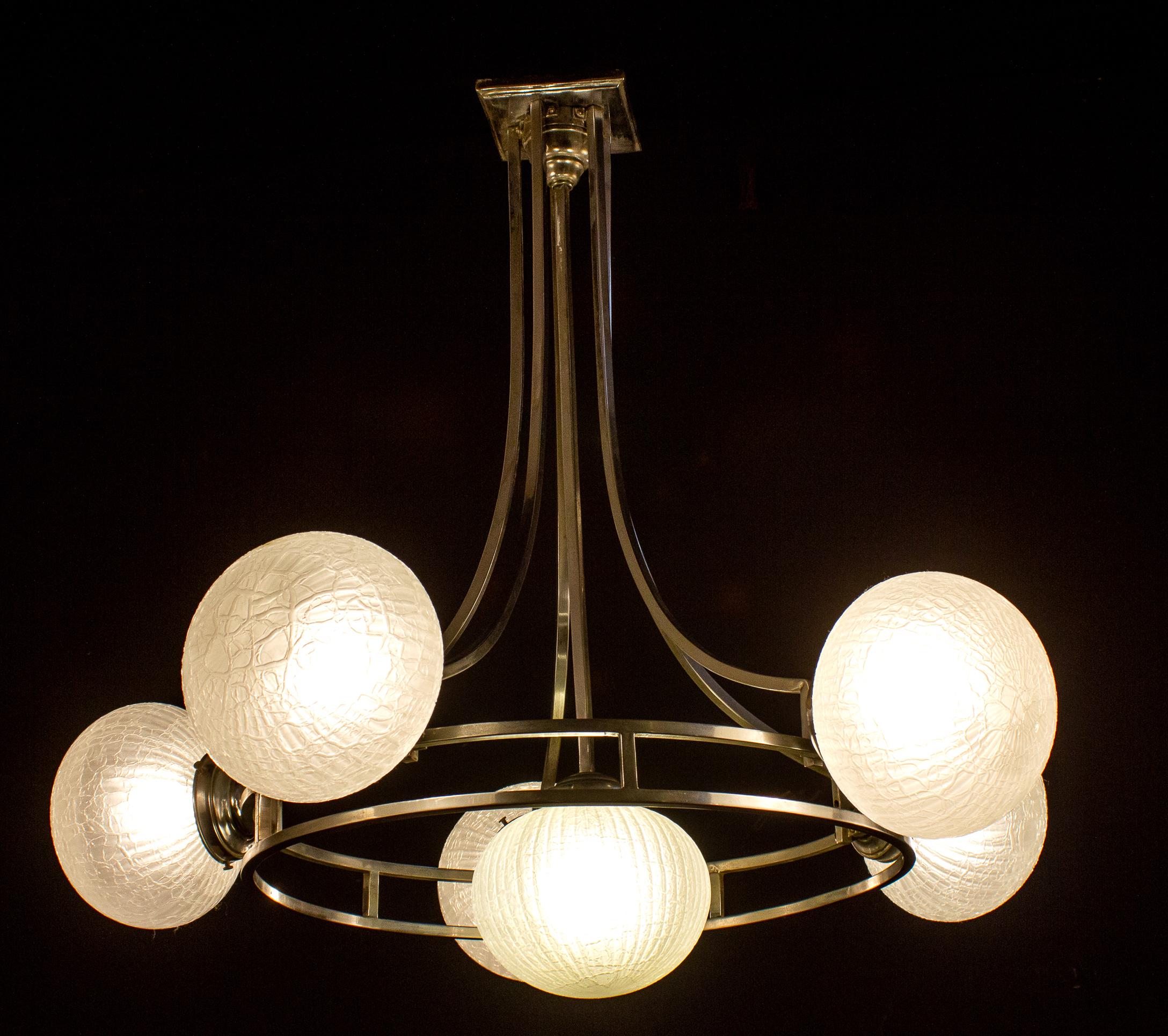 Italiano Lampadario in vetro di Murano cromato di Gino Sarfatti, 1960 in vendita