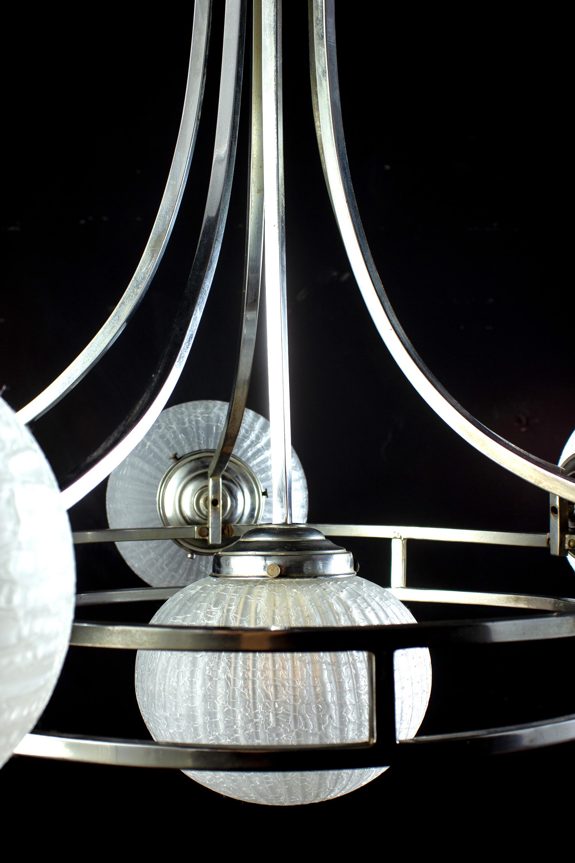 20th Century Midcentury Gino Sarfatti Chrome Murano Glass Chandelier, 1960 For Sale