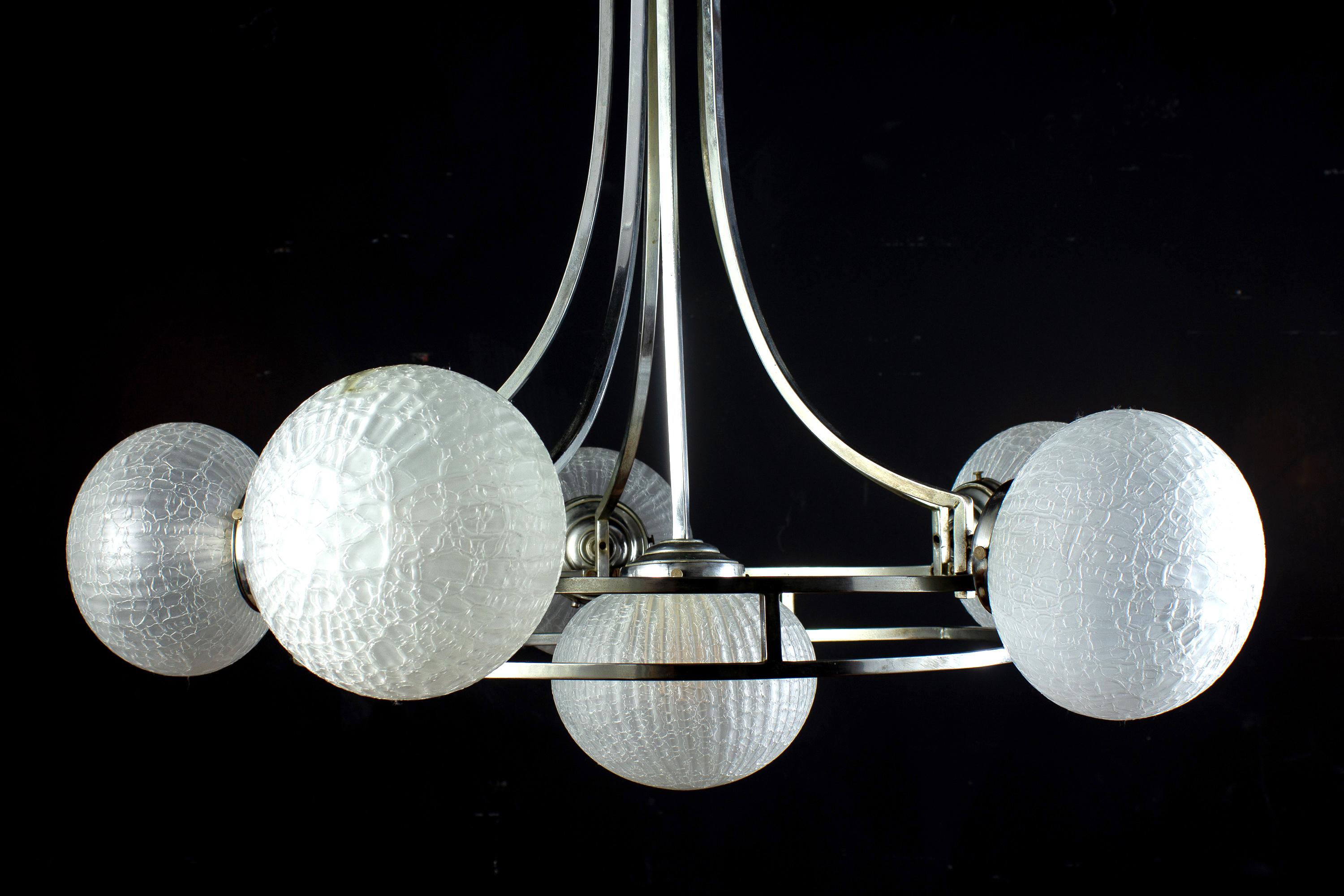 Midcentury Chrome Murano Glass Chandelier, Attr. to Gino Sarfati, 1960 For Sale 1