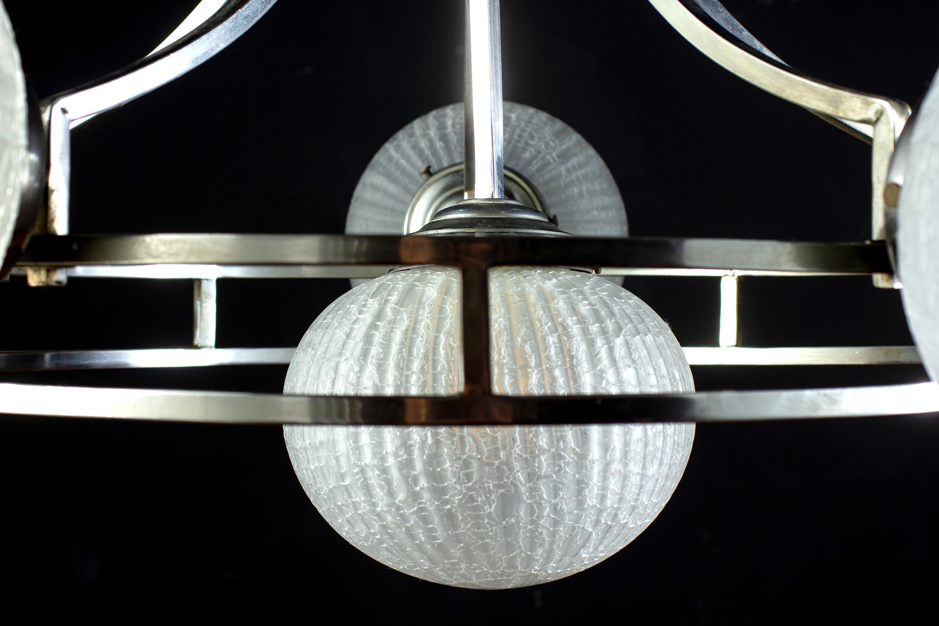 Midcentury Chrome Murano Glass Chandelier, Attr. to Gino Sarfati, 1960 For Sale 3