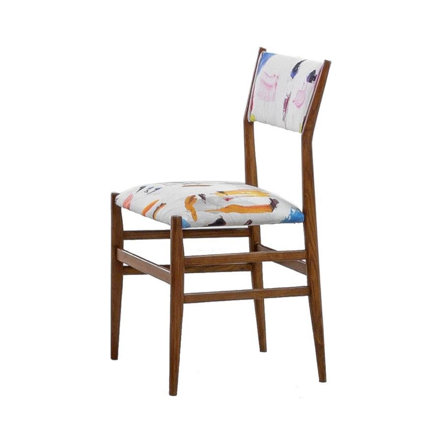 Mid-Century Modern Midcentury Gio Ponti Set of Twelve Leggera by Cassina Wood Linen Italian Chairs For Sale