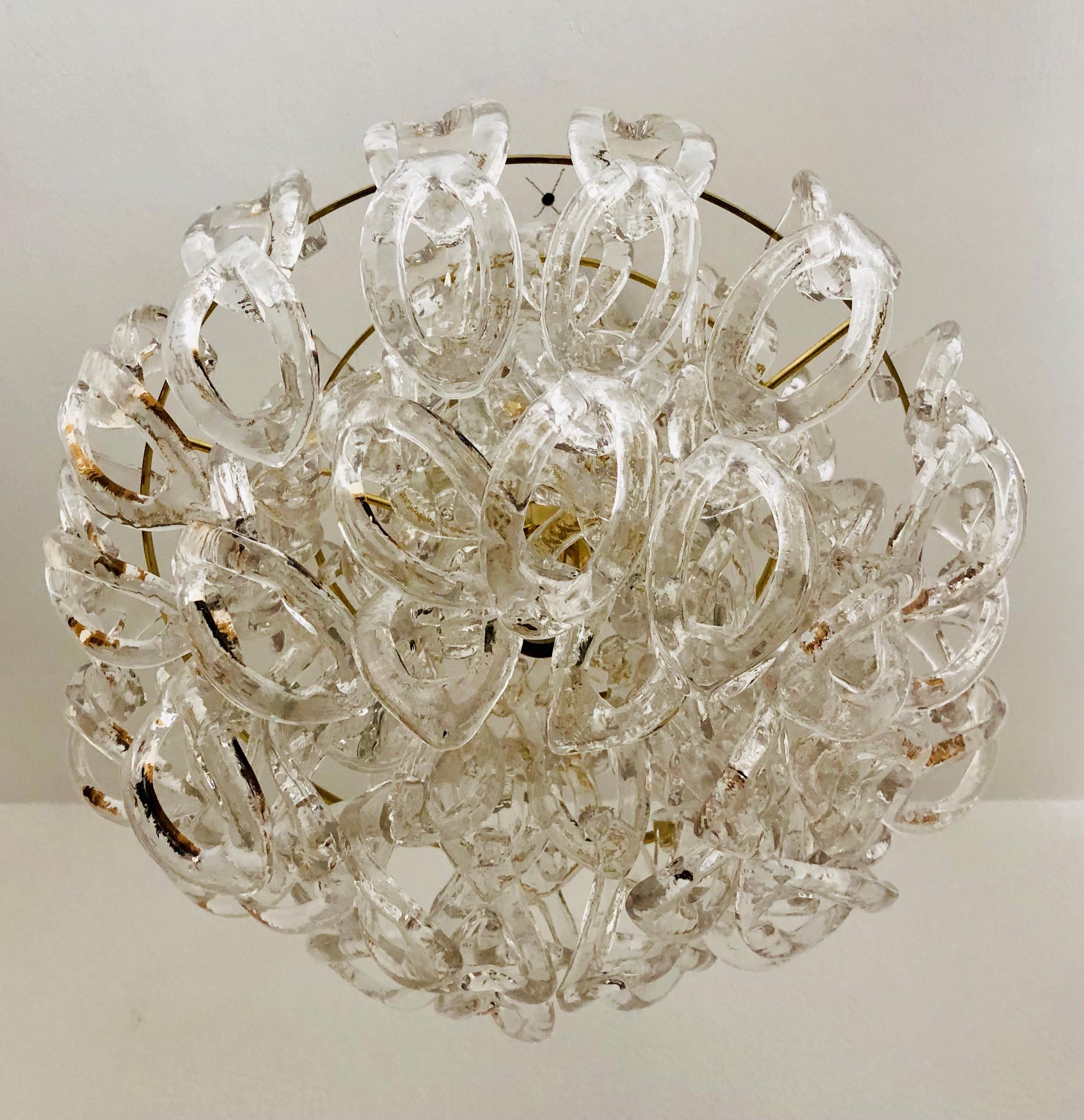 Midcentury Giogali Murano Glass Chandelier by Angelo Mangiarotti, 1970s In Good Condition In Badajoz, Badajoz