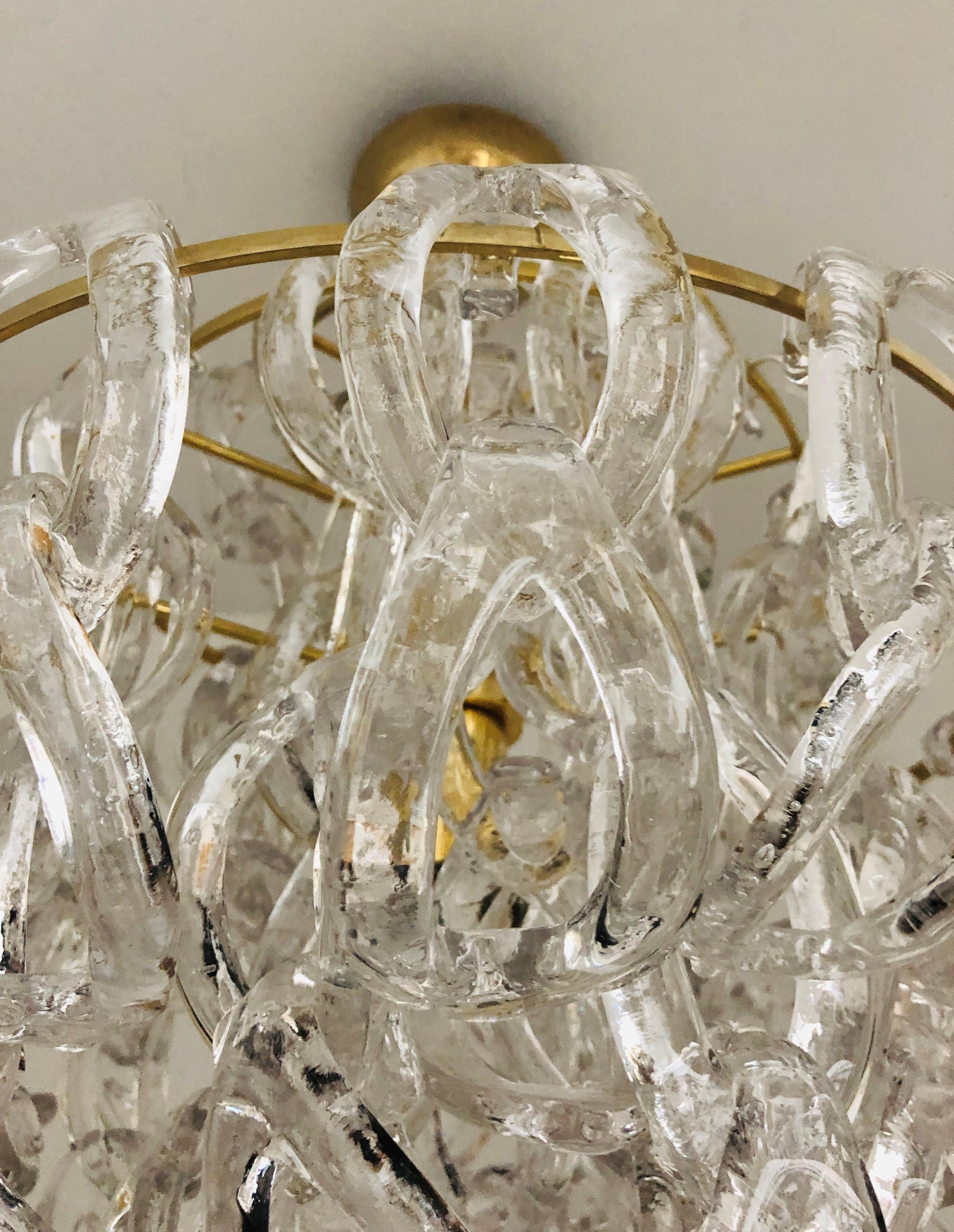 Mid-Century Modern Midcentury Giogali Murano Glass Chandelier by Angelo Mangiarotti, 1970s