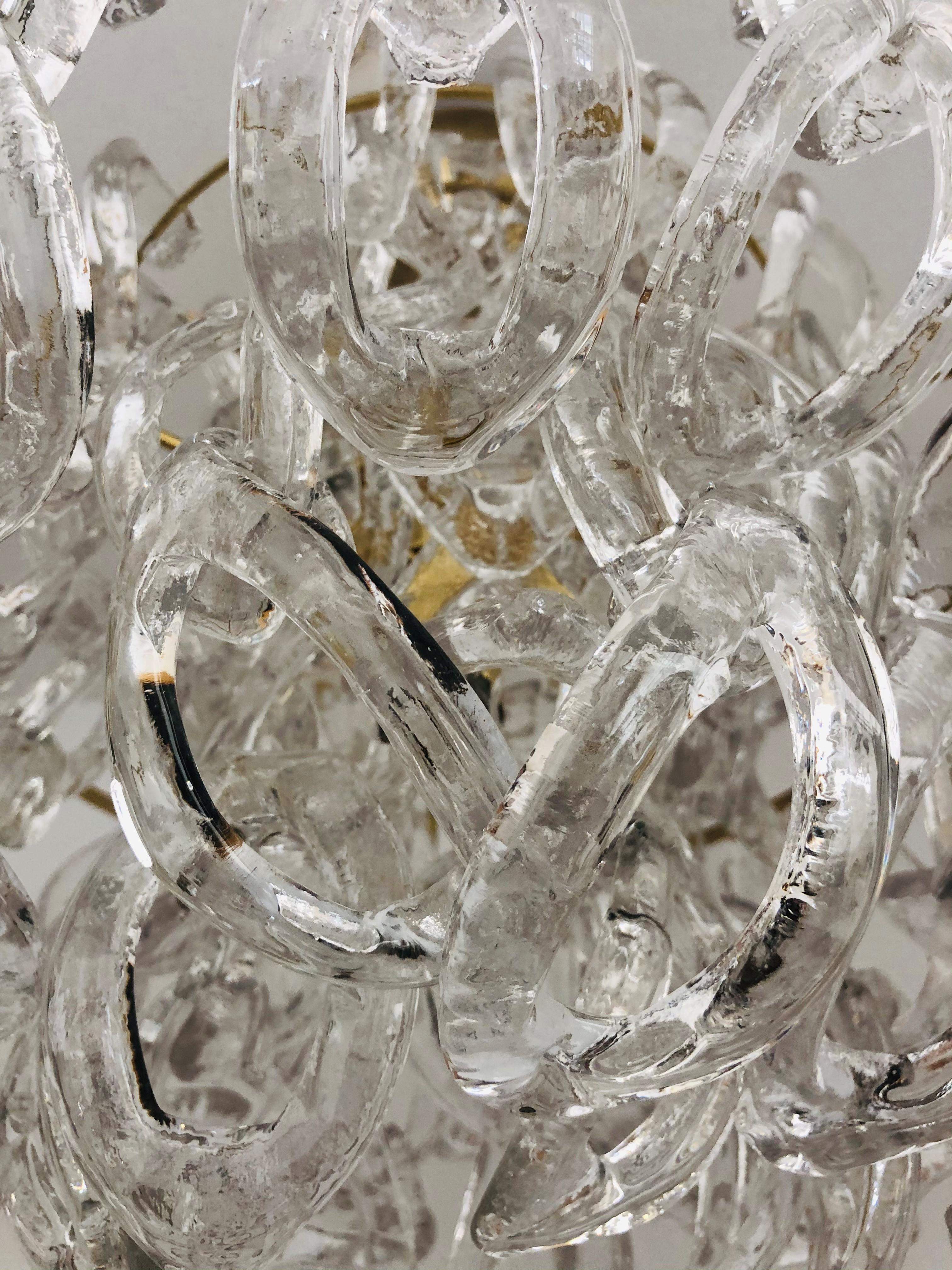 Late 20th Century Midcentury Giogali Murano Glass Chandelier by Angelo Mangiarotti, 1970s