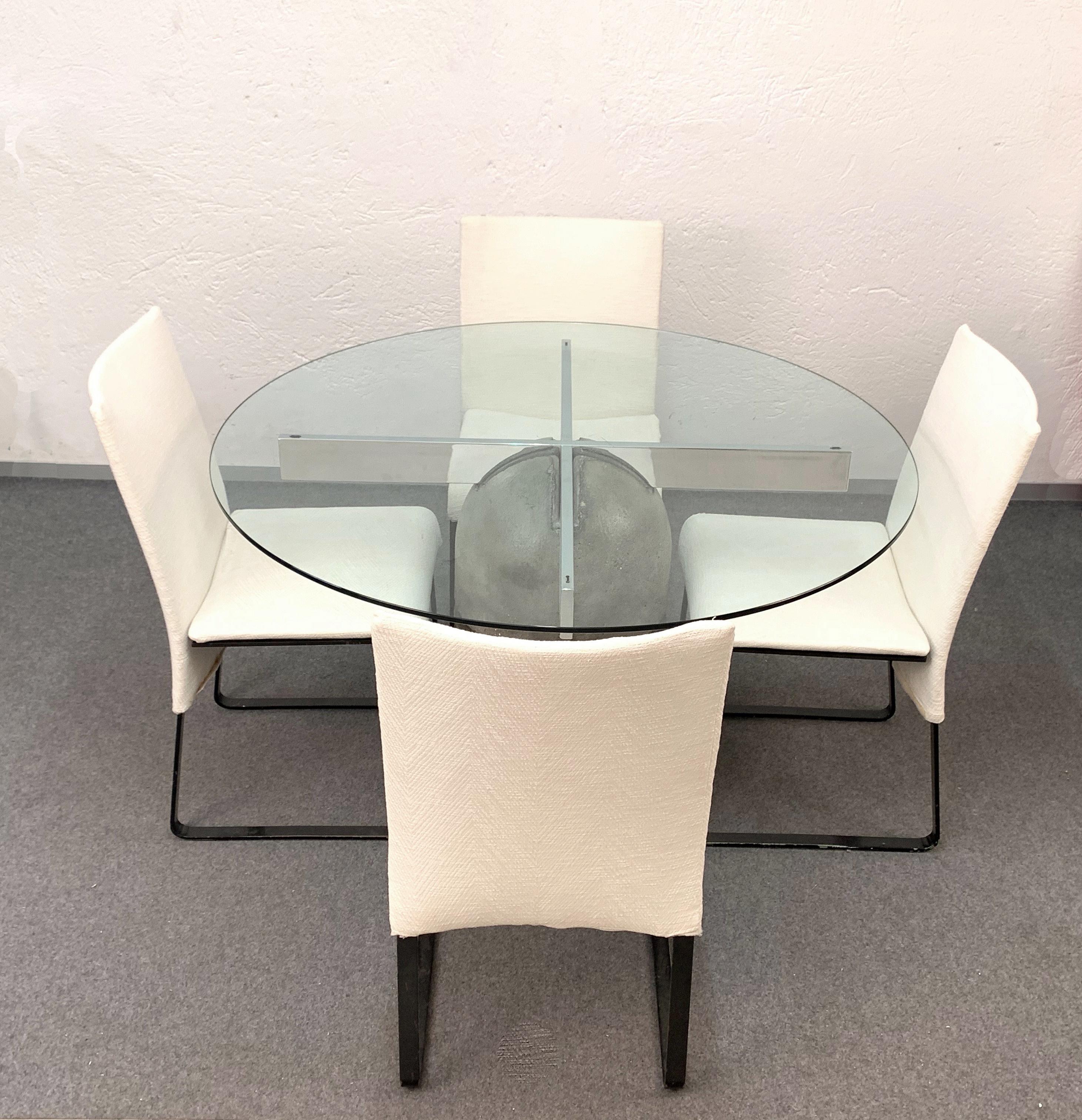 Mid-Century Modern Midcentury Giovanni Offredi Paracarro Dining Table and Chairs for Saporiti, 1973 For Sale