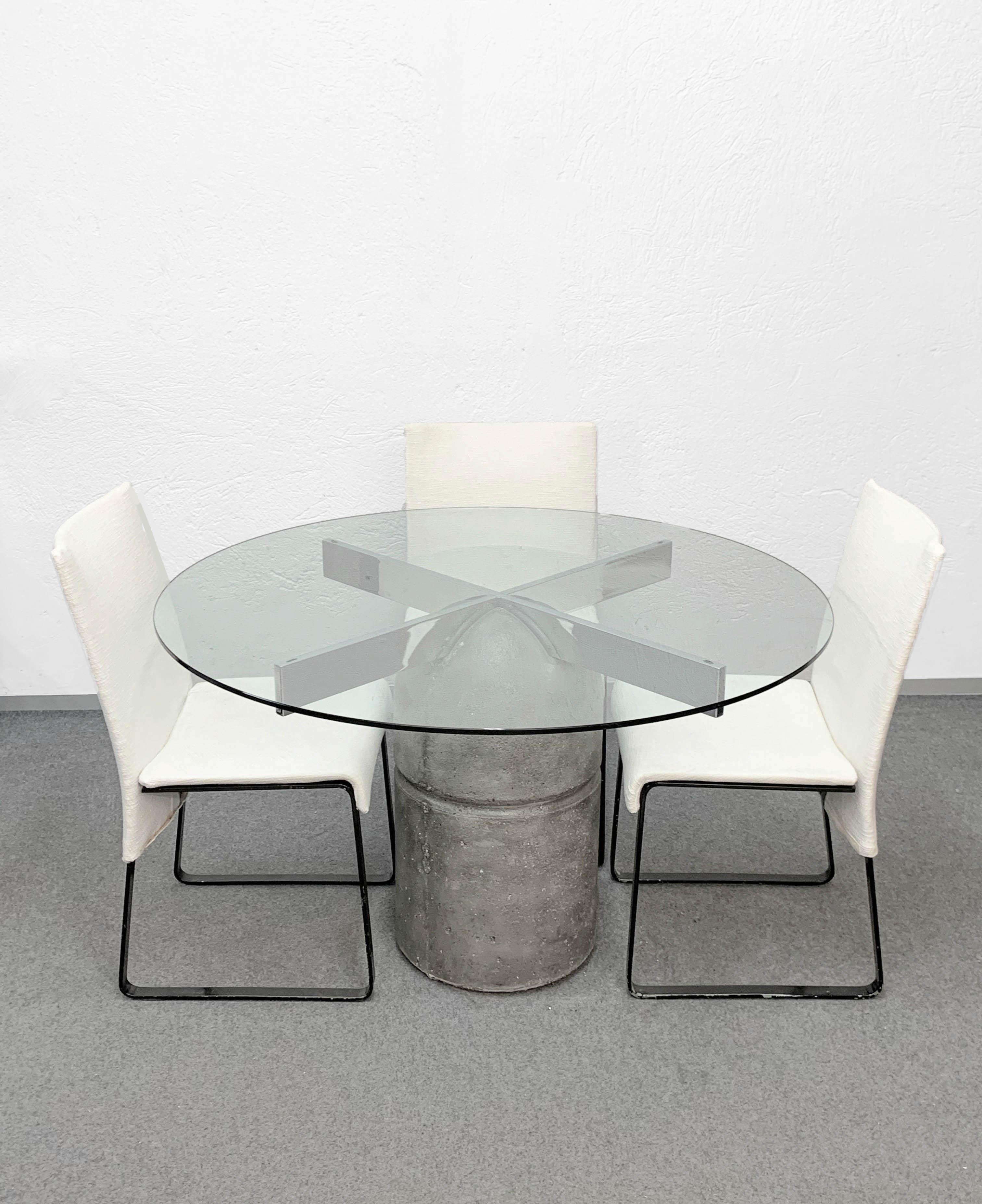 Italian Midcentury Giovanni Offredi Paracarro Dining Table and Chairs for Saporiti, 1973 For Sale