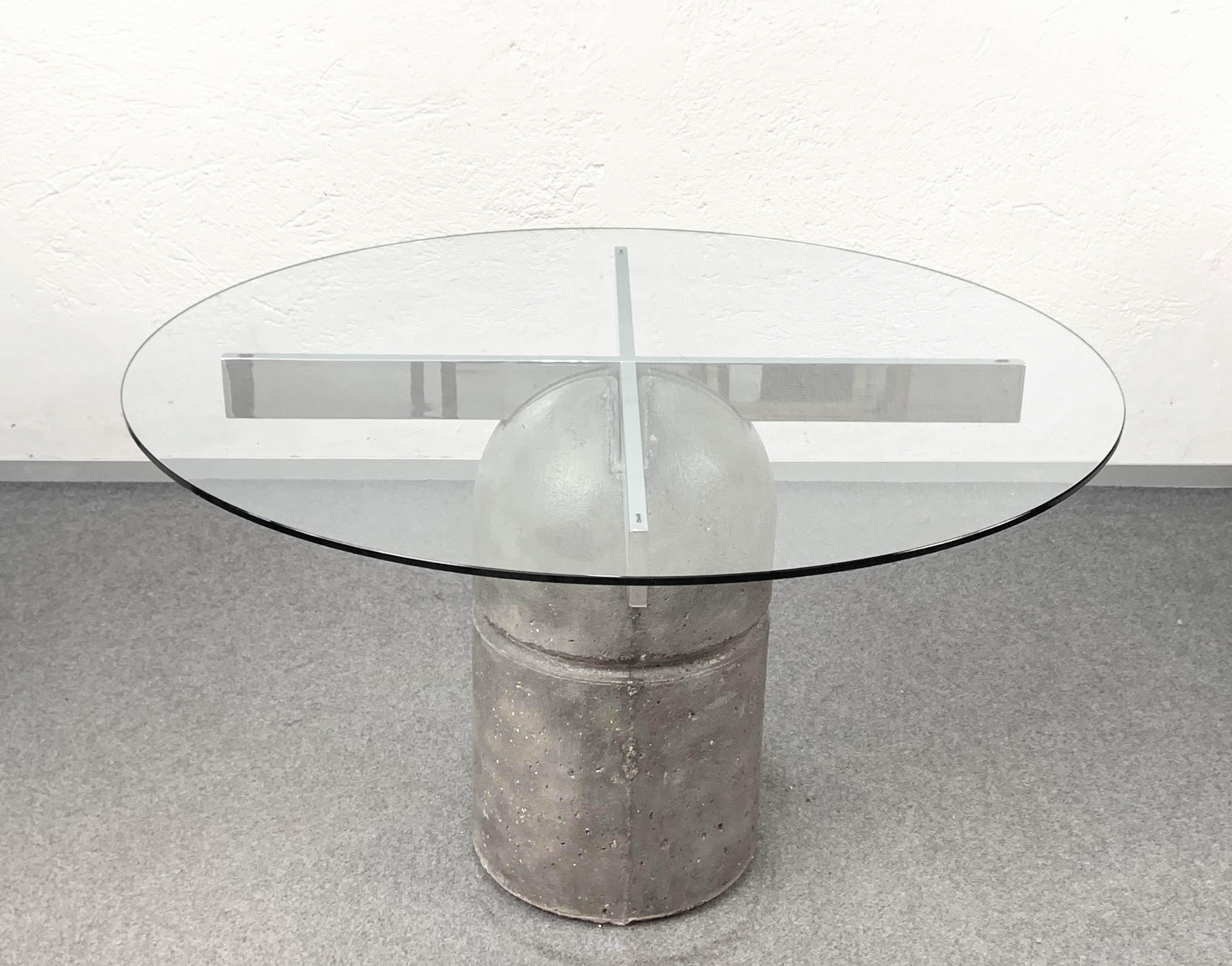 Acier Table de salle à manger et chaises Paracarro de Giovanni Offredi du milieu du siècle dernier pour Saporiti, 1973 en vente