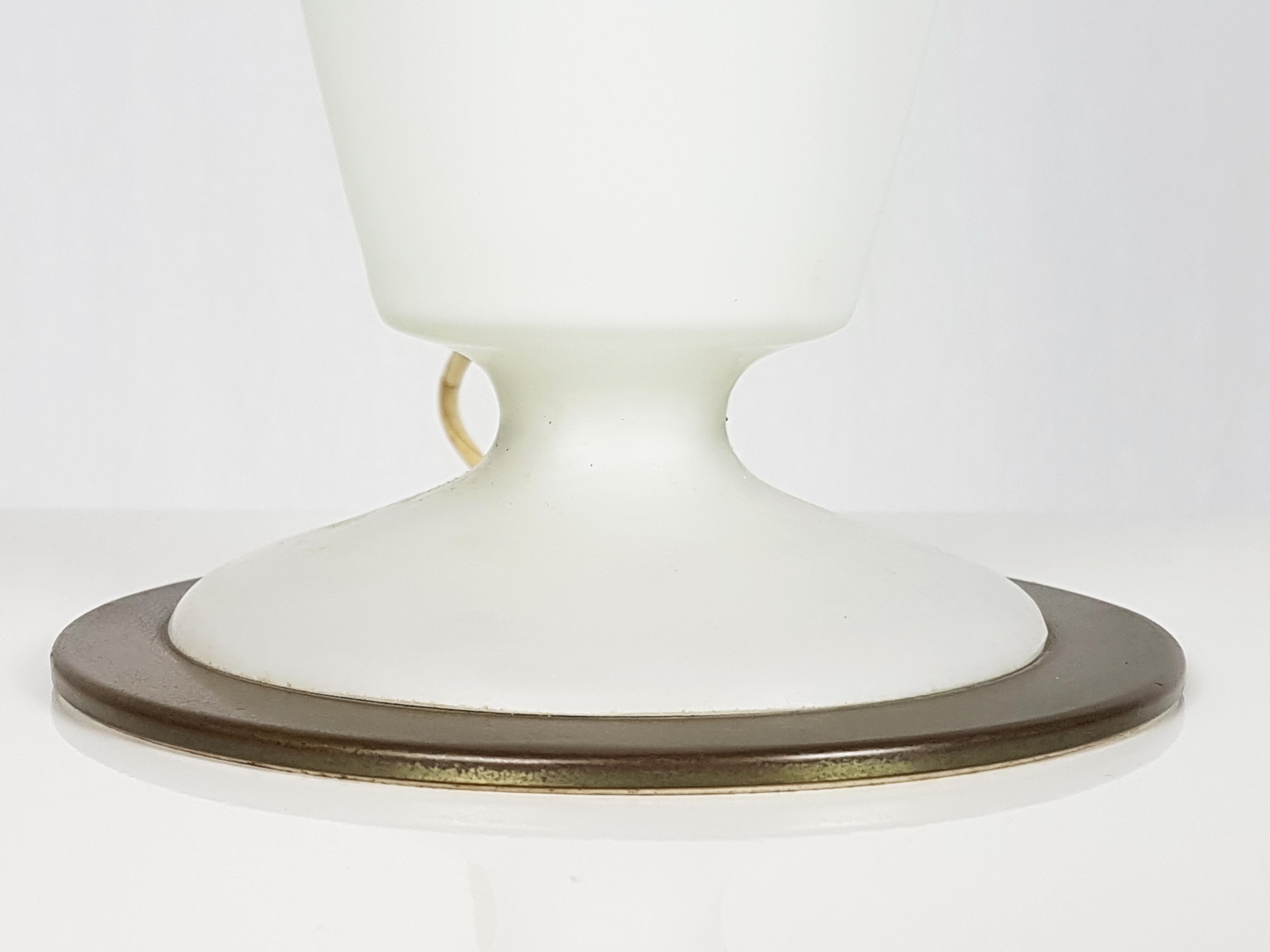 Opaline glass & brass Mid-century Abat Jour by Stilnovo For Sale 2