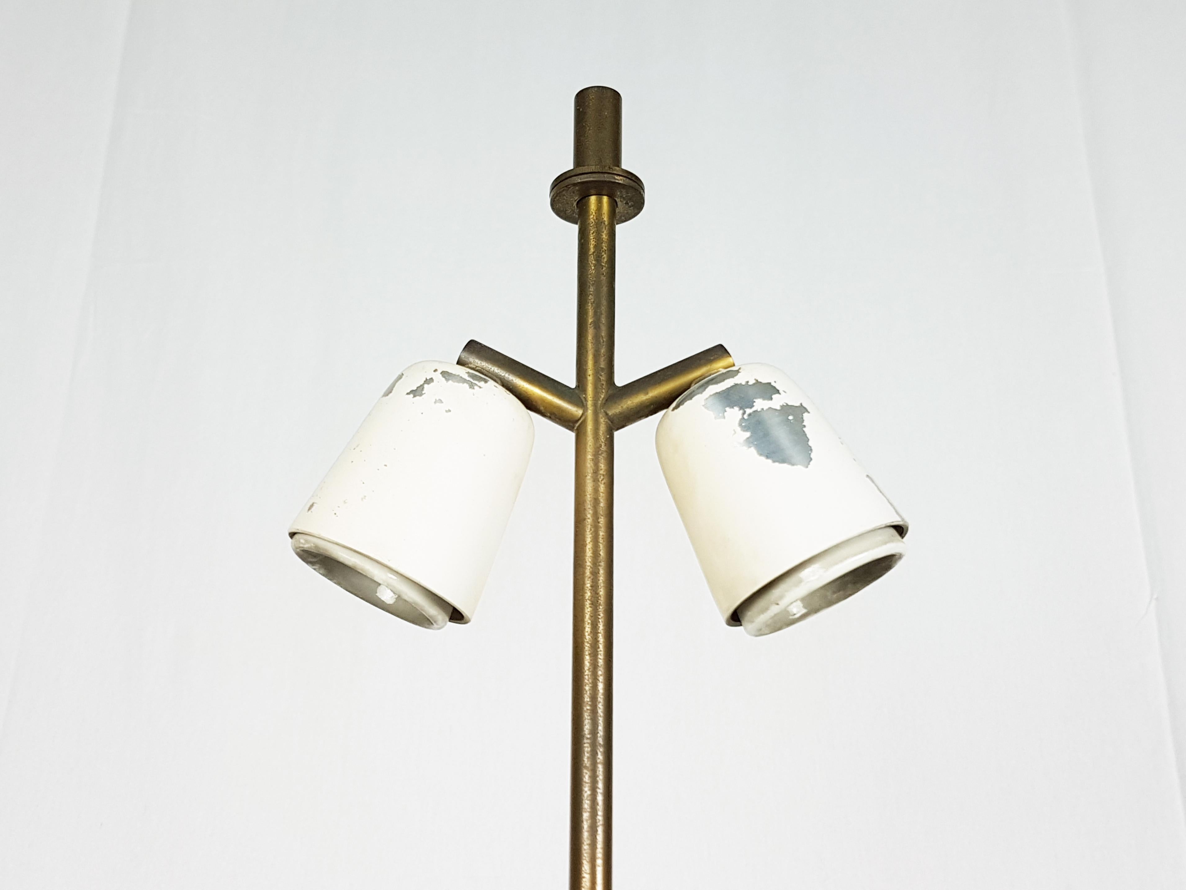 Opaline glass & brass Mid-century Abat Jour by Stilnovo For Sale 4