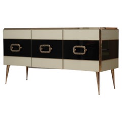 MidCentury Glass and Brass Italian Sideboard, 2000