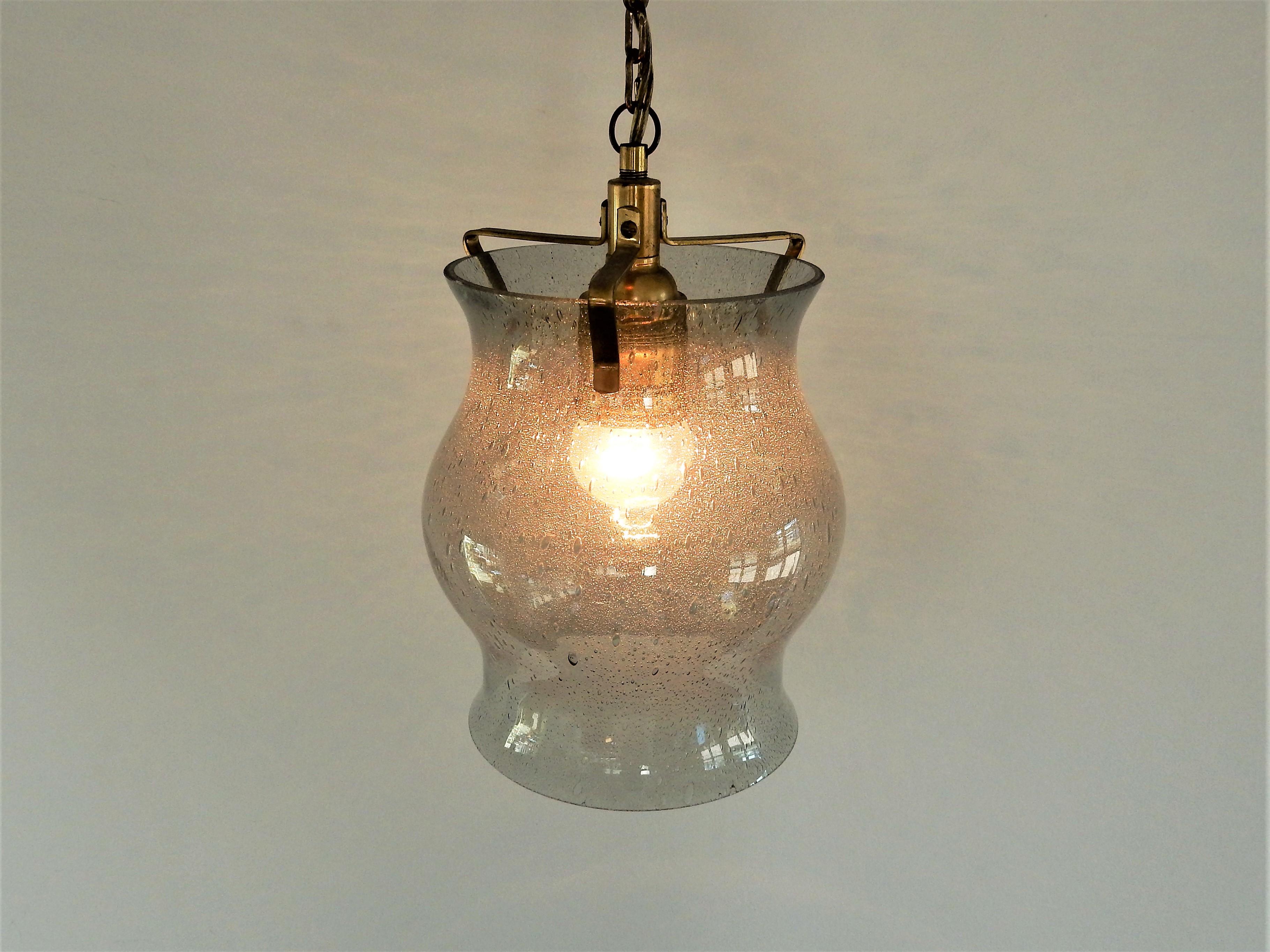 Mid-Century Modern Midcentury Glass and Brass Pendant Lamp