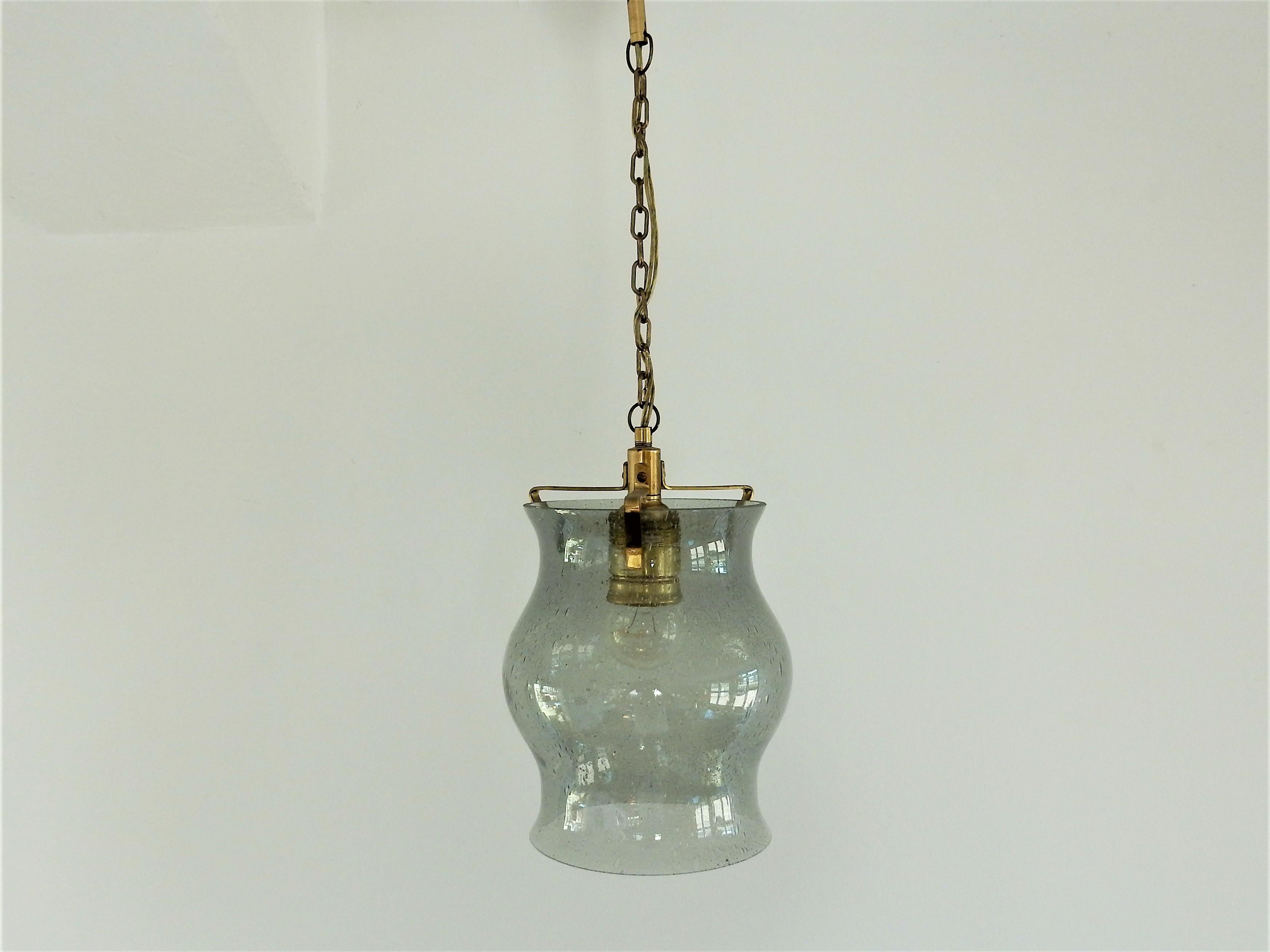 Mid-20th Century Midcentury Glass and Brass Pendant Lamp