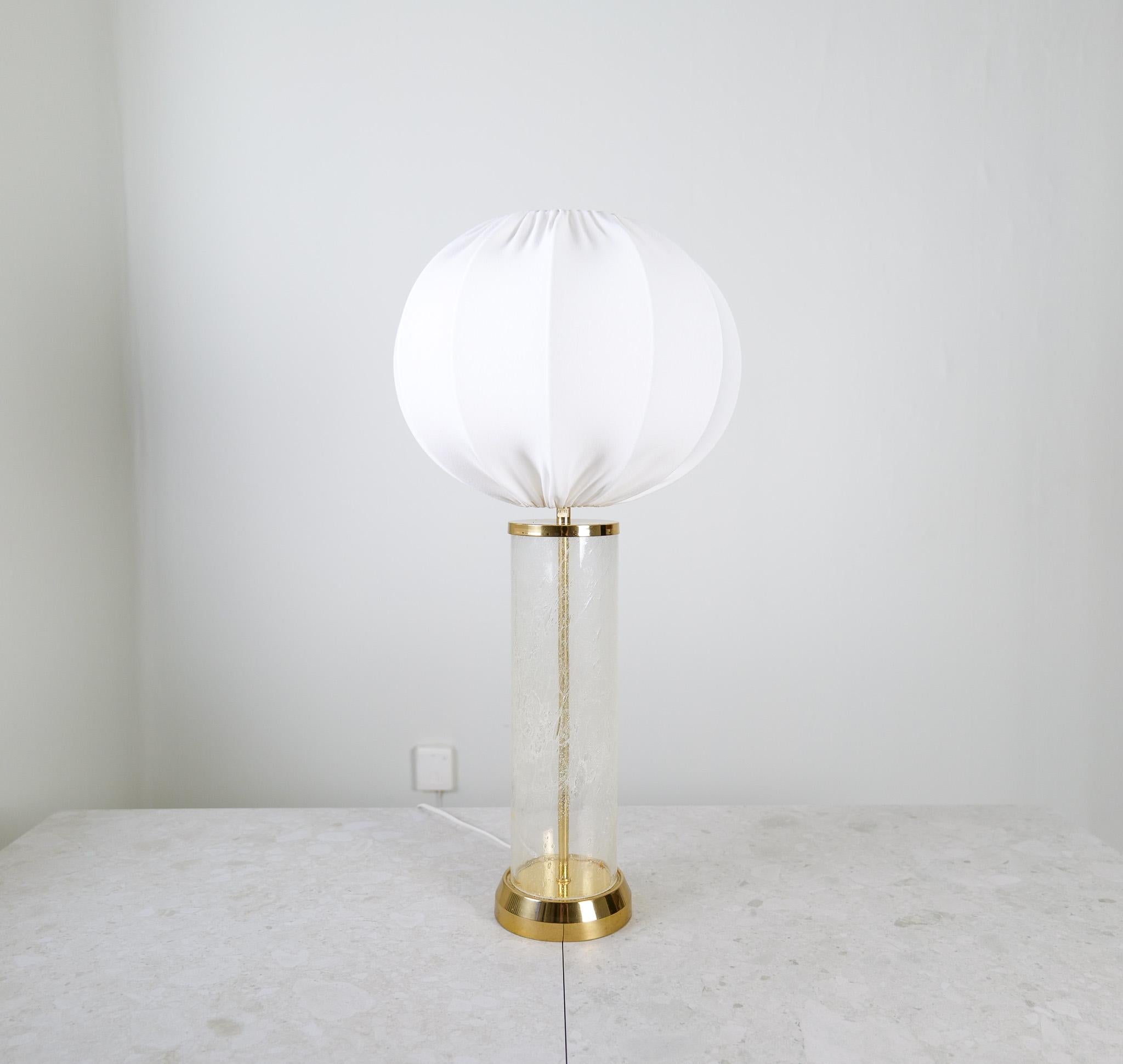 Mid-Century Modern Midcentury Modern Glass and Brass Table Lamp Bergbom B-019 Sweden 1960s For Sale