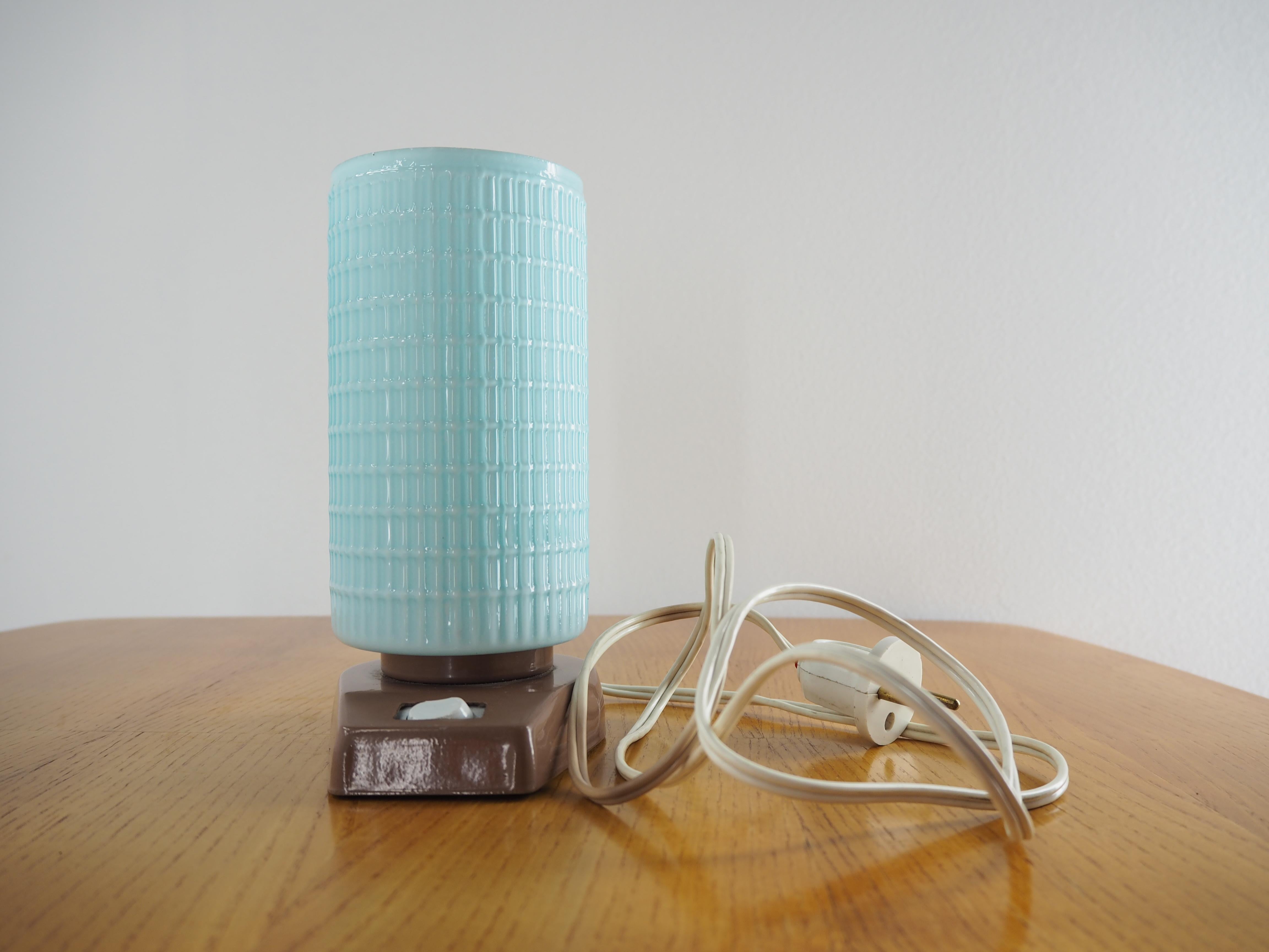 Midcentury Glass and Plastic Table Lamp, Poland, 1970s In Fair Condition For Sale In Praha, CZ