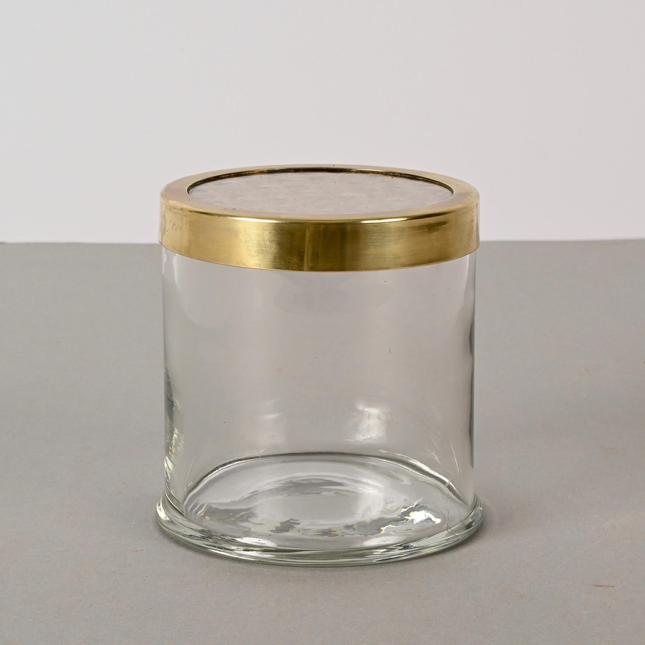 Caja italiana de cristal y mimbre vienés de mediados de siglo, estilo Christian Dior, años 70 Italiano en venta