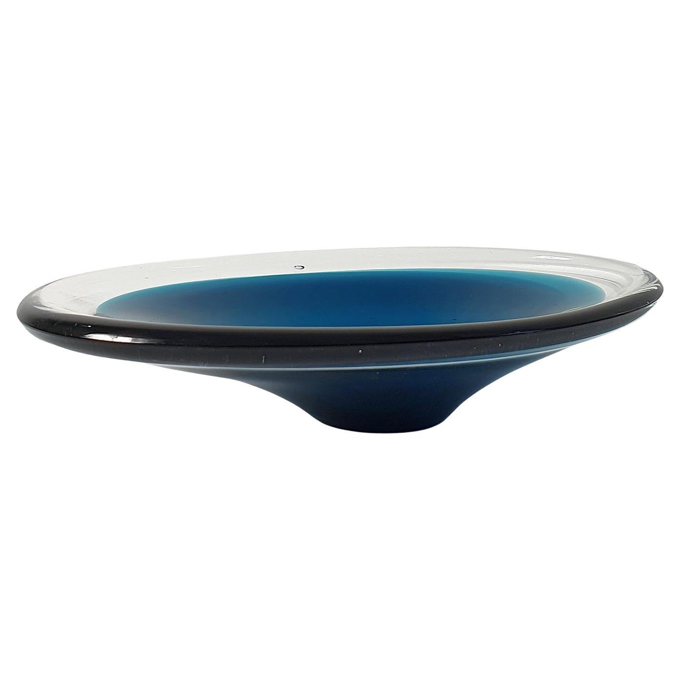 Midcentury Glass Bowl "Coquille" by Flygsfors, Sweden