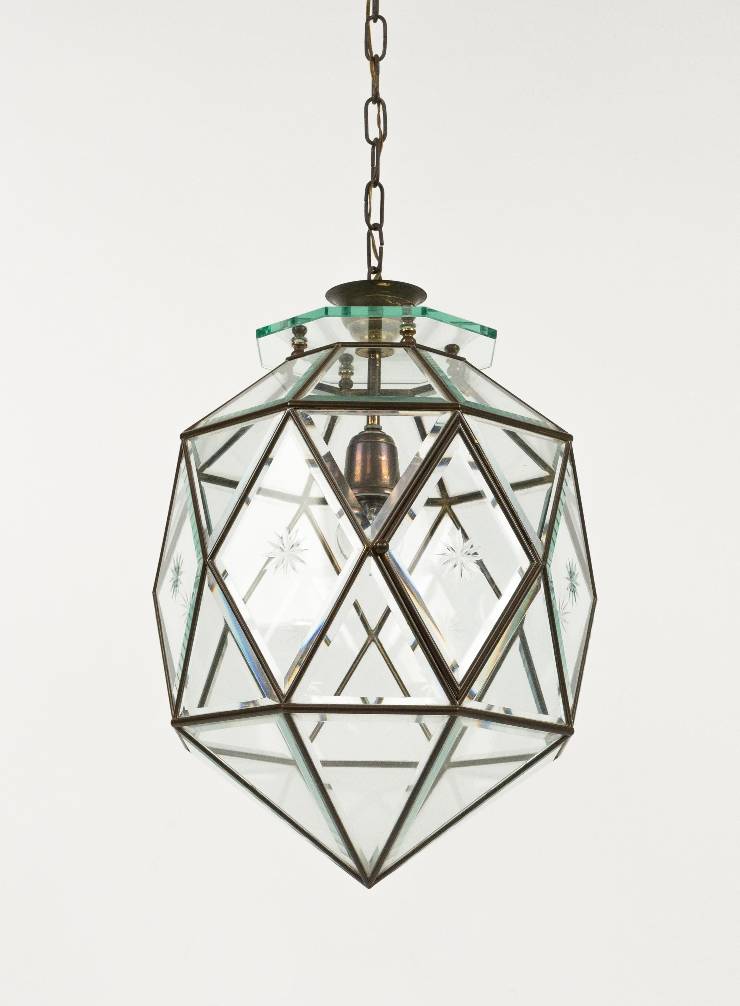 Midcentury Glass Chandelier Att. to Pietro Chiesa for Fontana Arte, Italy 1950s 5