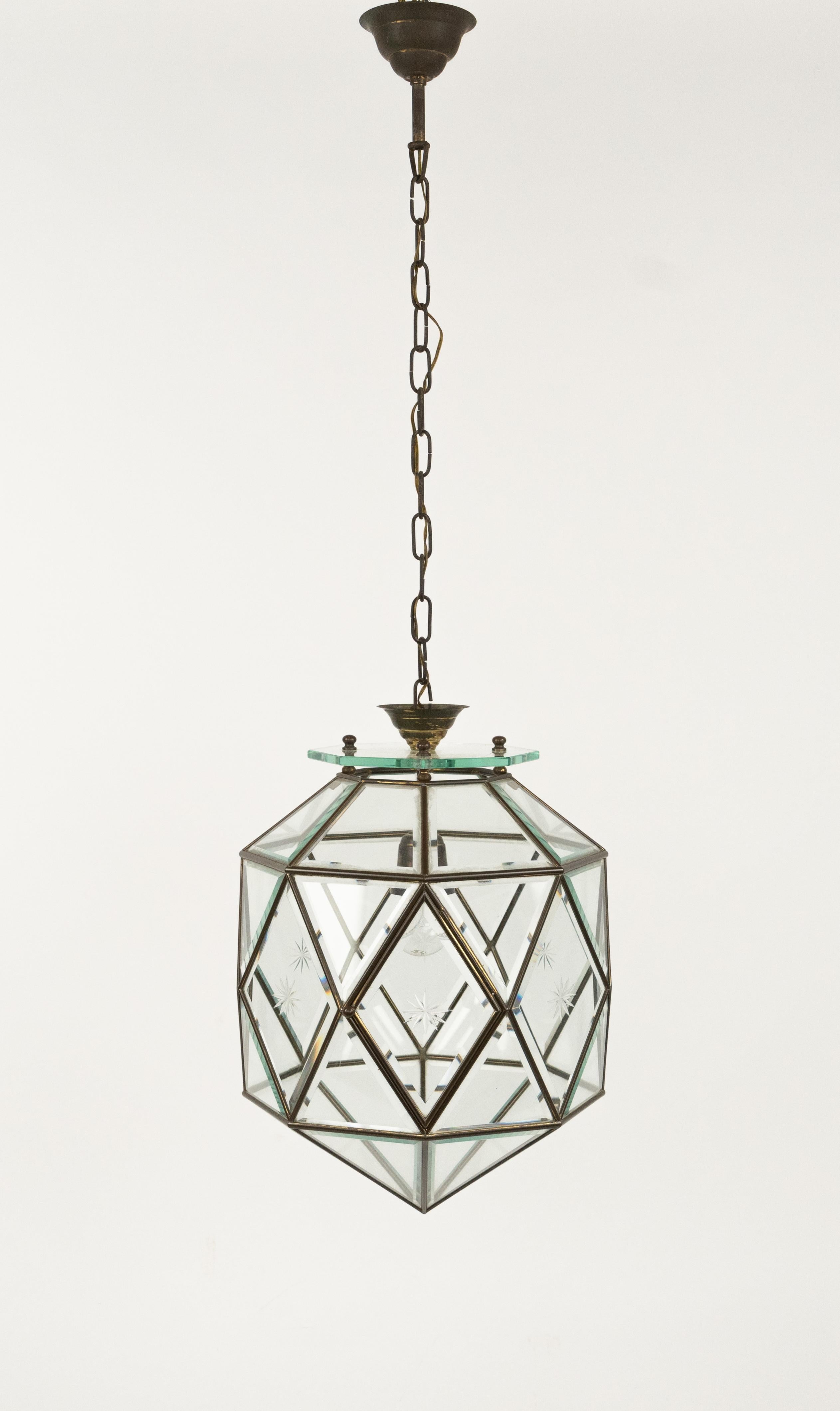 Midcentury Glass Chandelier Att. to Pietro Chiesa for Fontana Arte, Italy 1950s 6