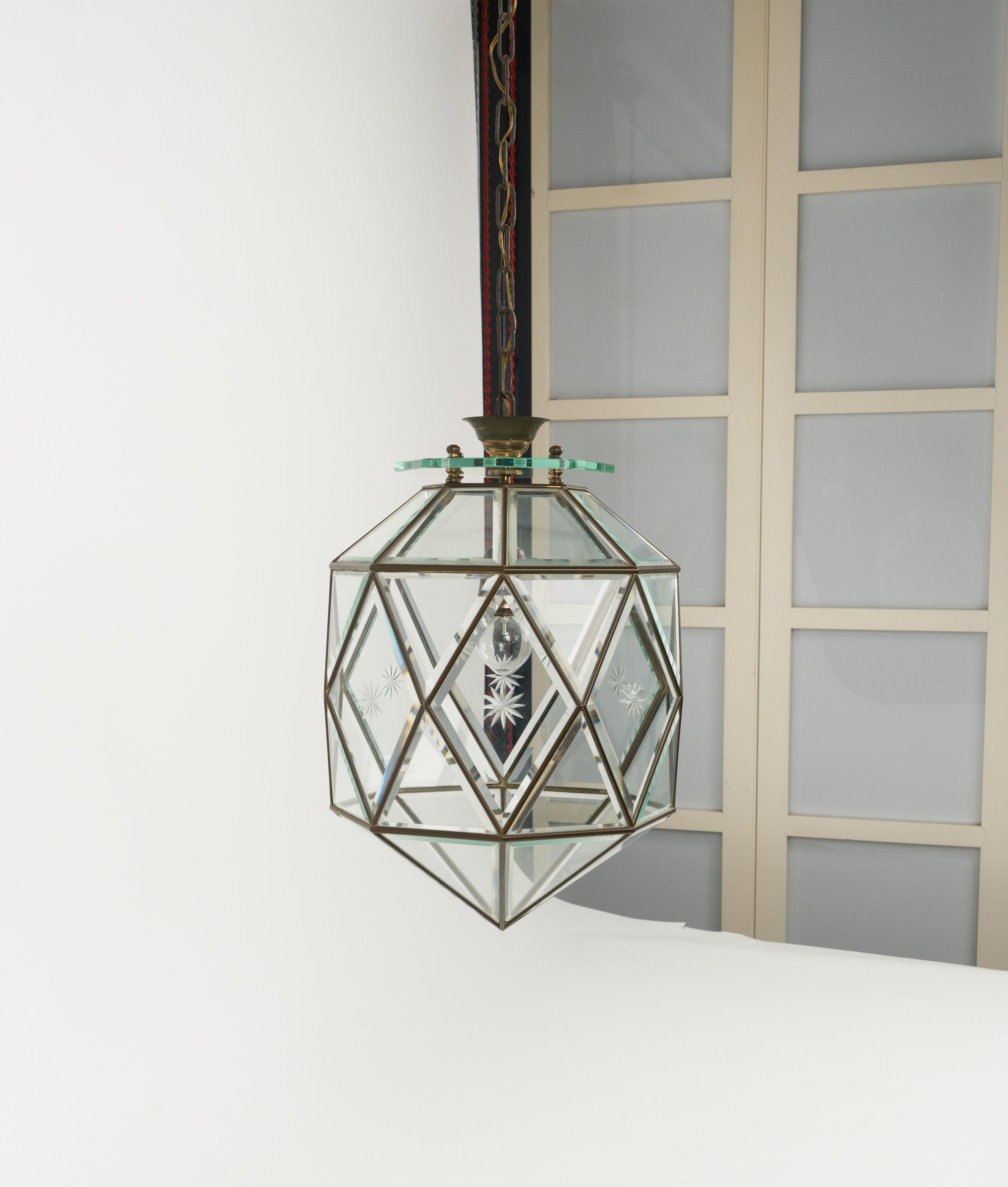 Midcentury Glass Chandelier Att. to Pietro Chiesa for Fontana Arte, Italy 1950s 9