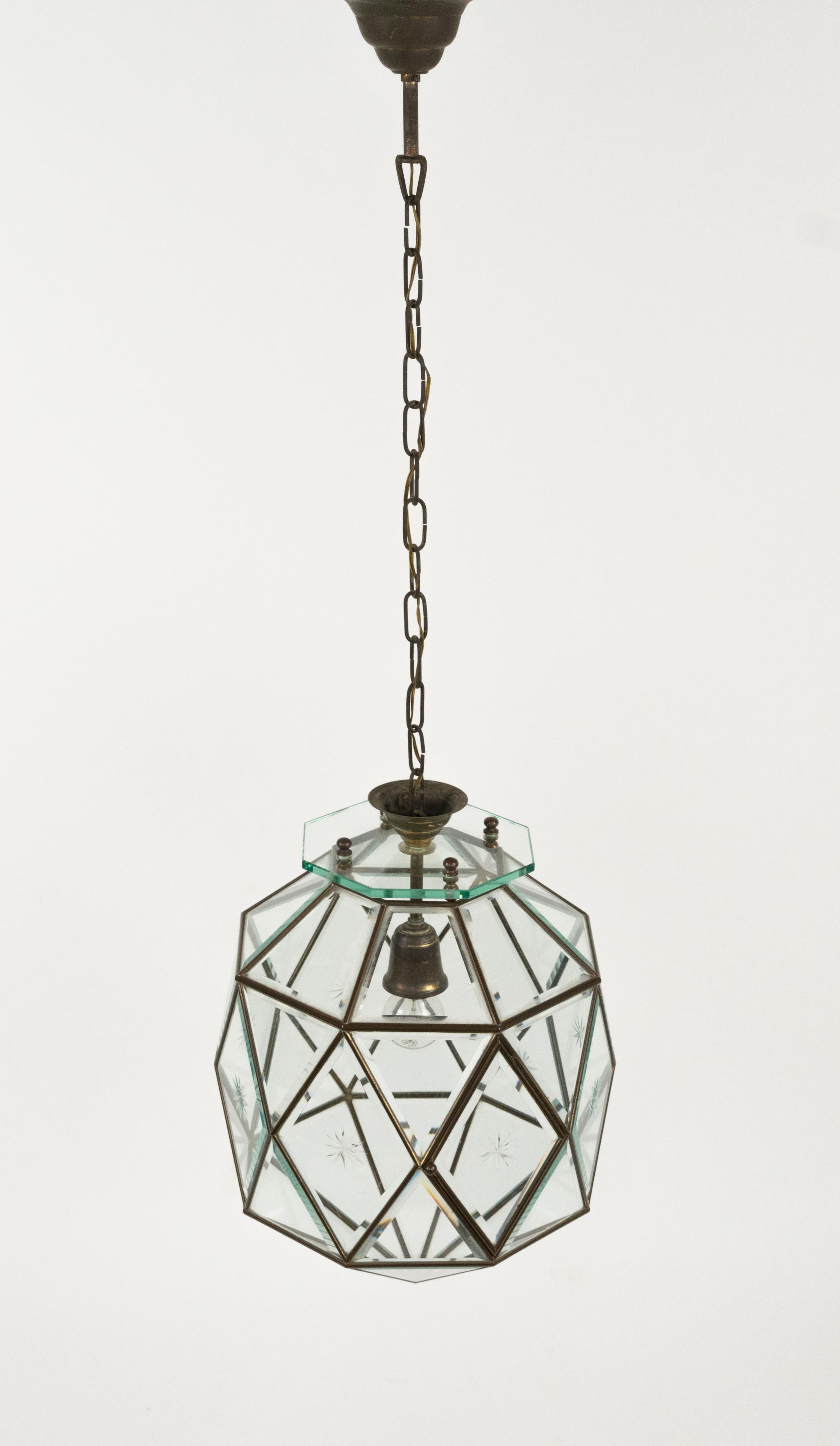 Midcentury Glass Chandelier Att. to Pietro Chiesa for Fontana Arte, Italy 1950s In Good Condition In Rome, IT