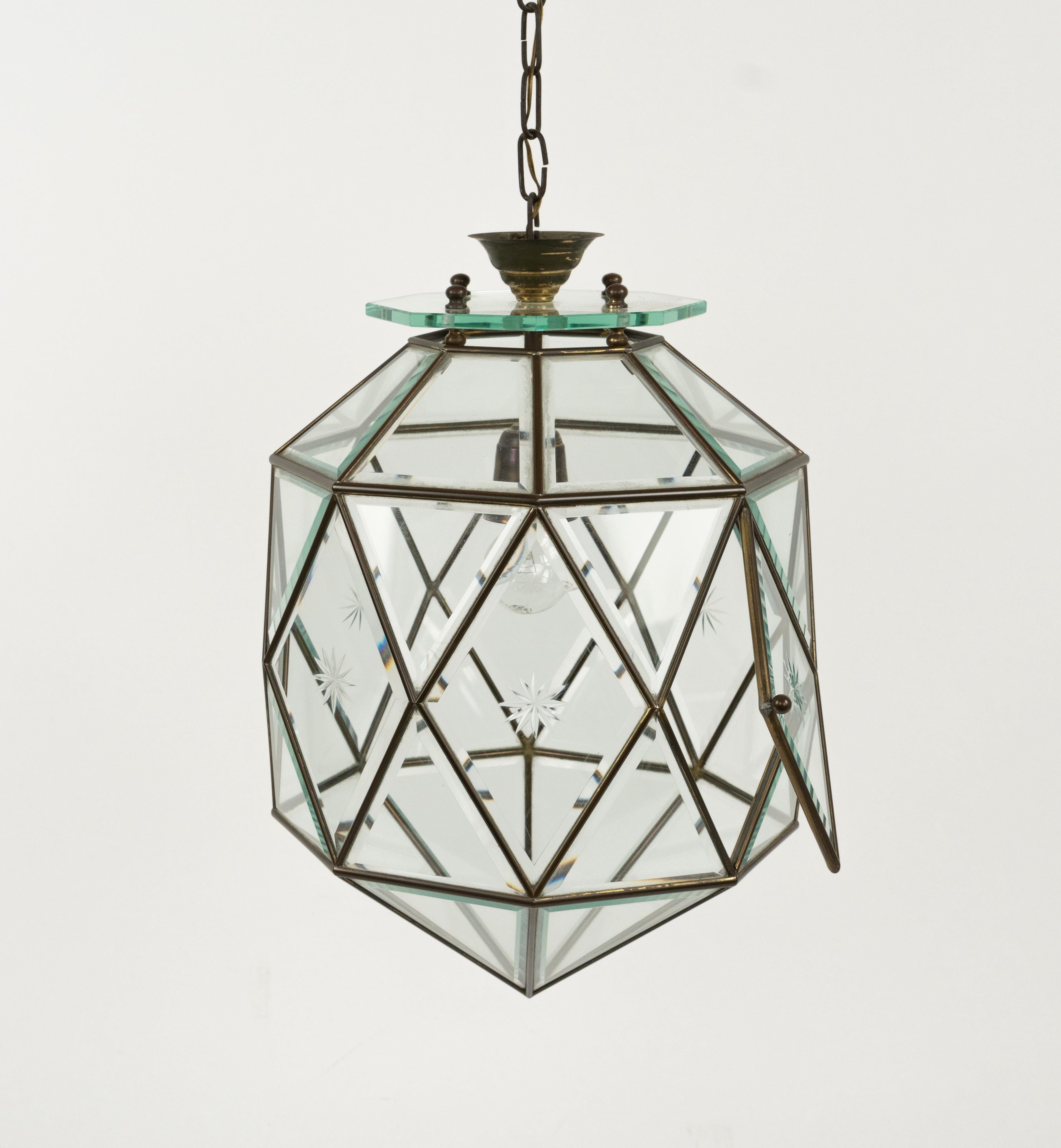 Midcentury Glass Chandelier Att. to Pietro Chiesa for Fontana Arte, Italy 1950s 2