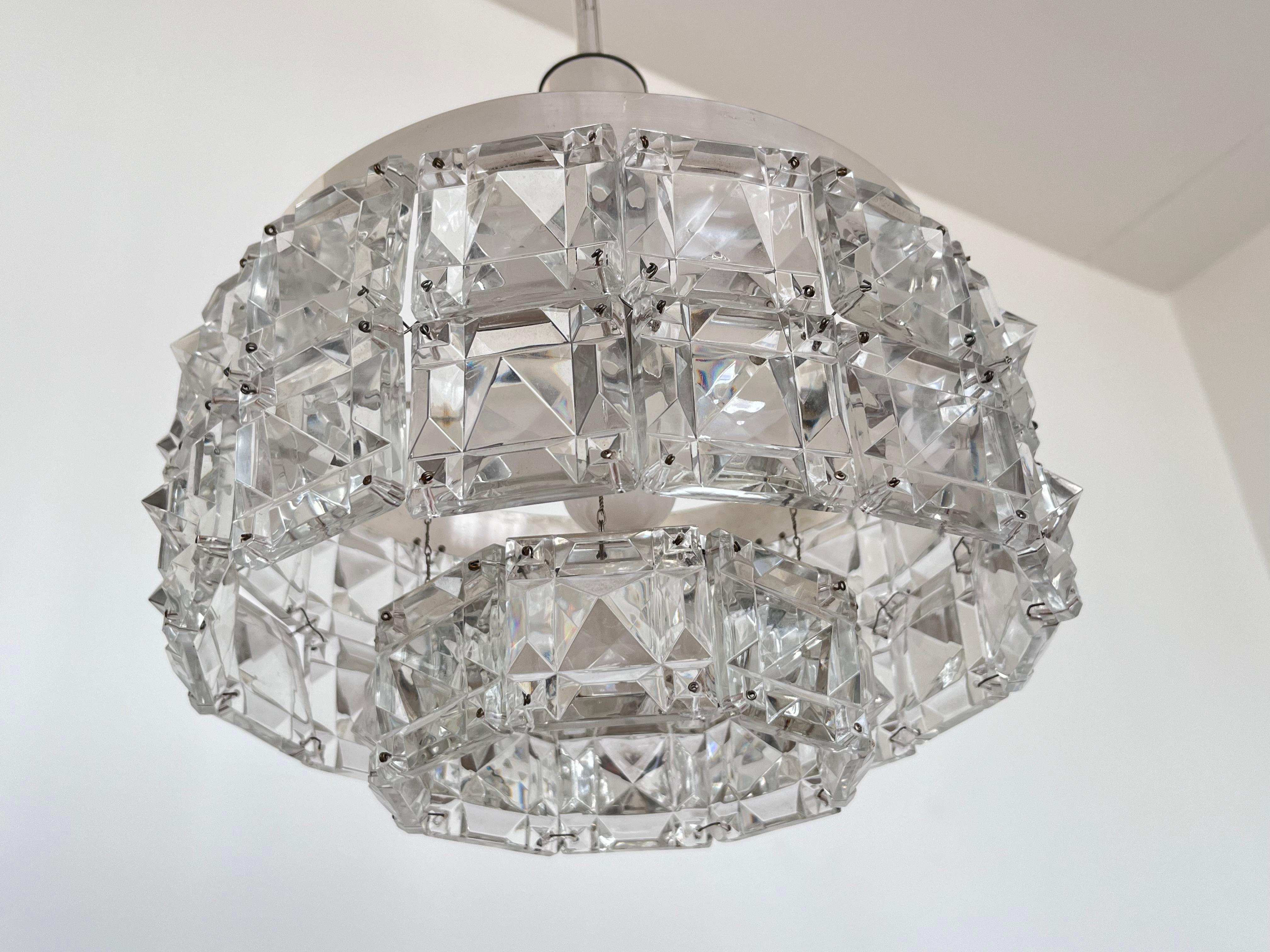 Late 20th Century Midcentury Glass Chandelier by Kinkeldey, Germany, 1970s For Sale