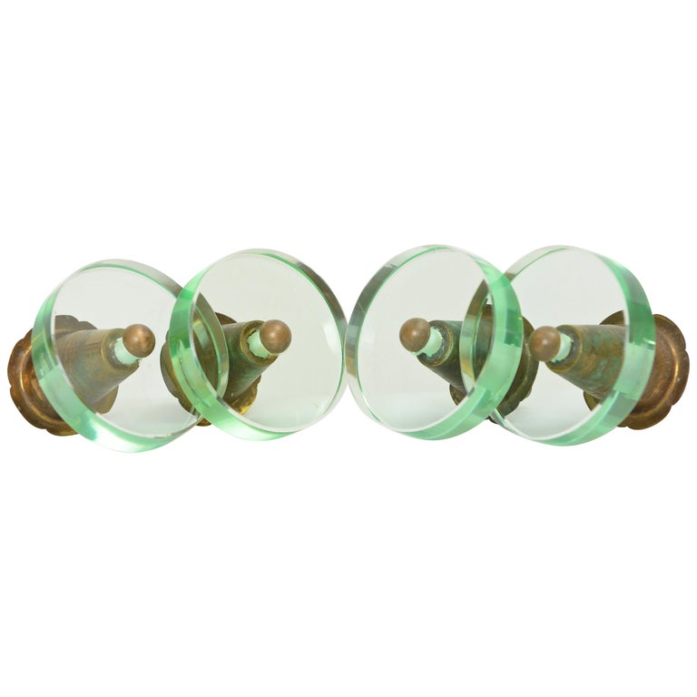 Midcentury Glass Coat Hooks Attributed to Fontana Arte, circa 1940 at 1stDibs