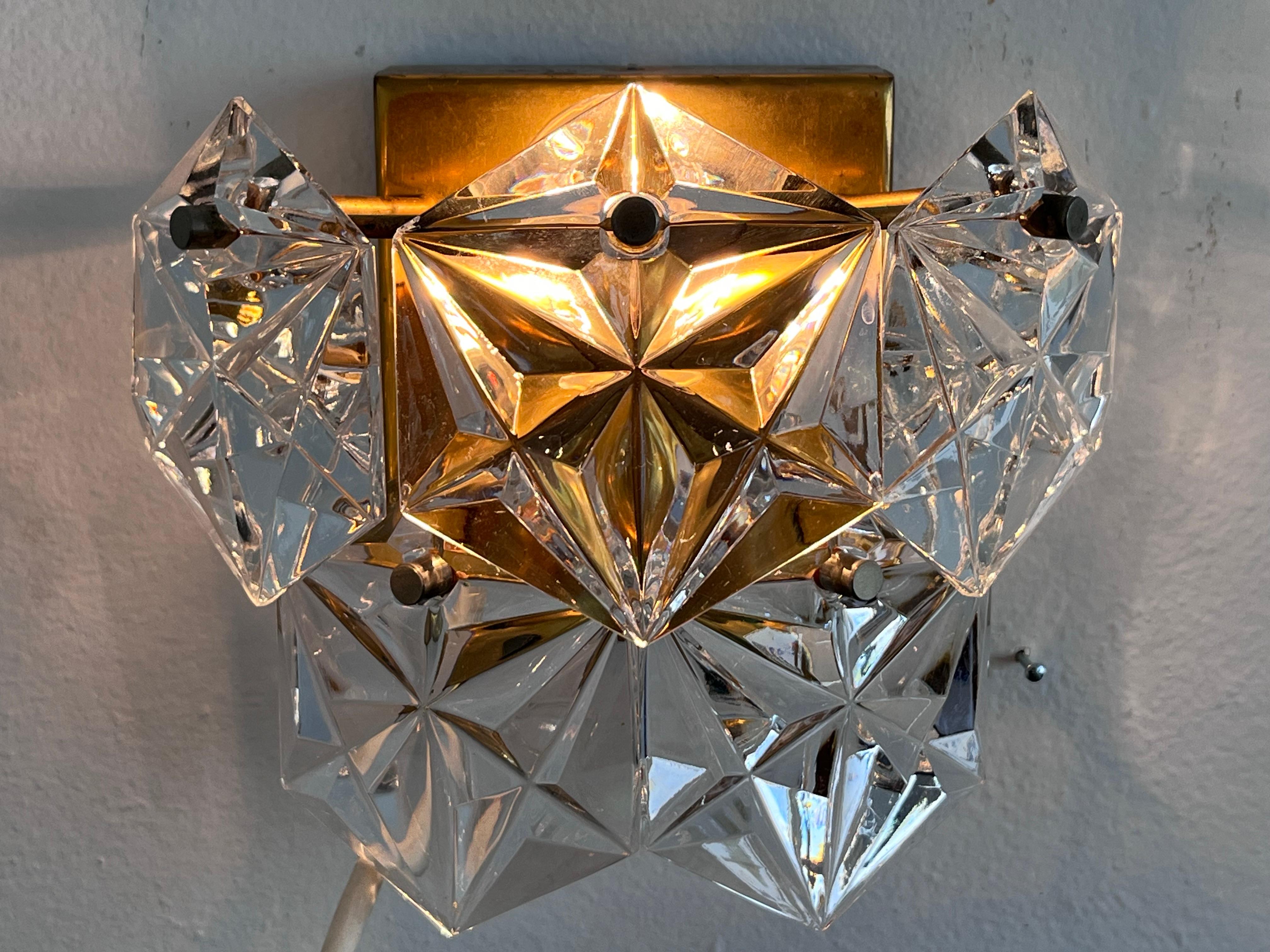 Lámpara de pared de cristal de diseño de mediados de siglo de Kinkeldey, Alemania, años 70 Alemán en venta